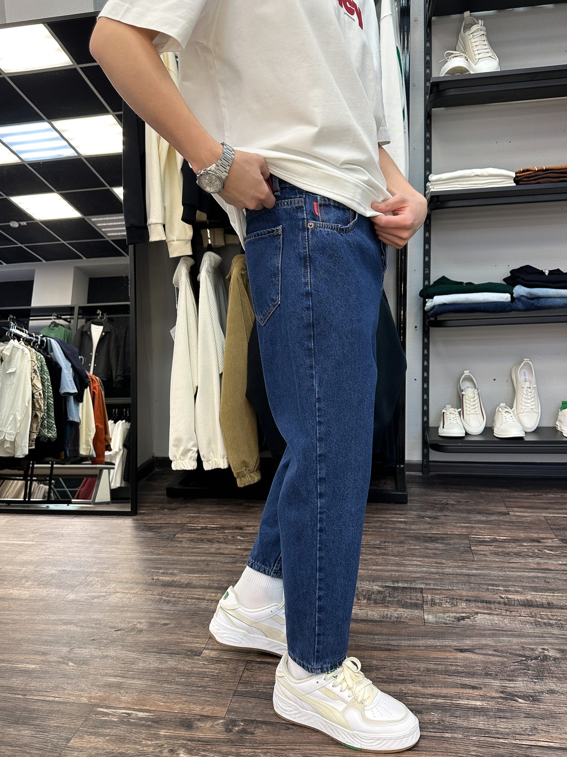 Джинсы бананы Denim темно-синий