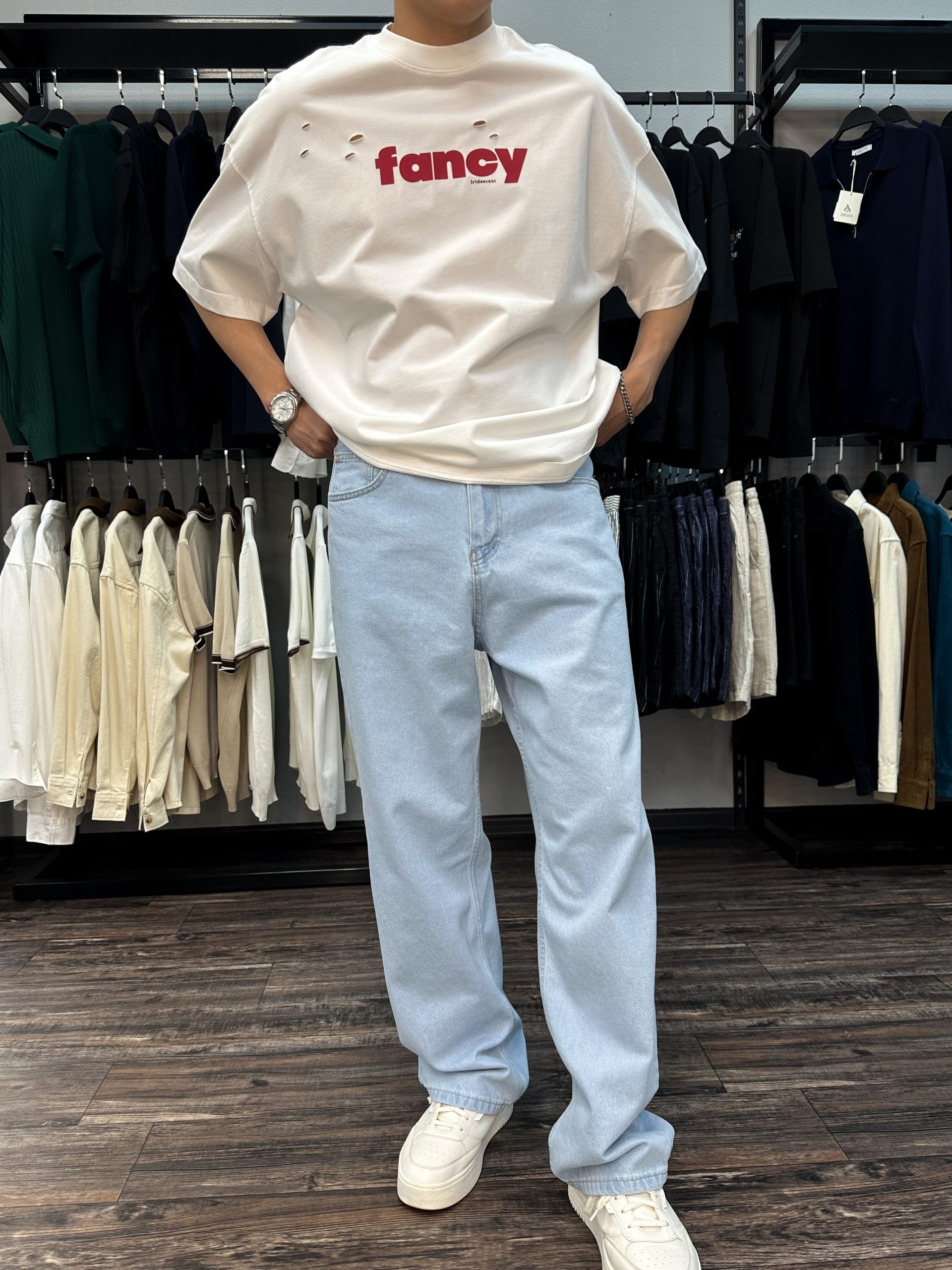 Джинсы широкие багги голубые