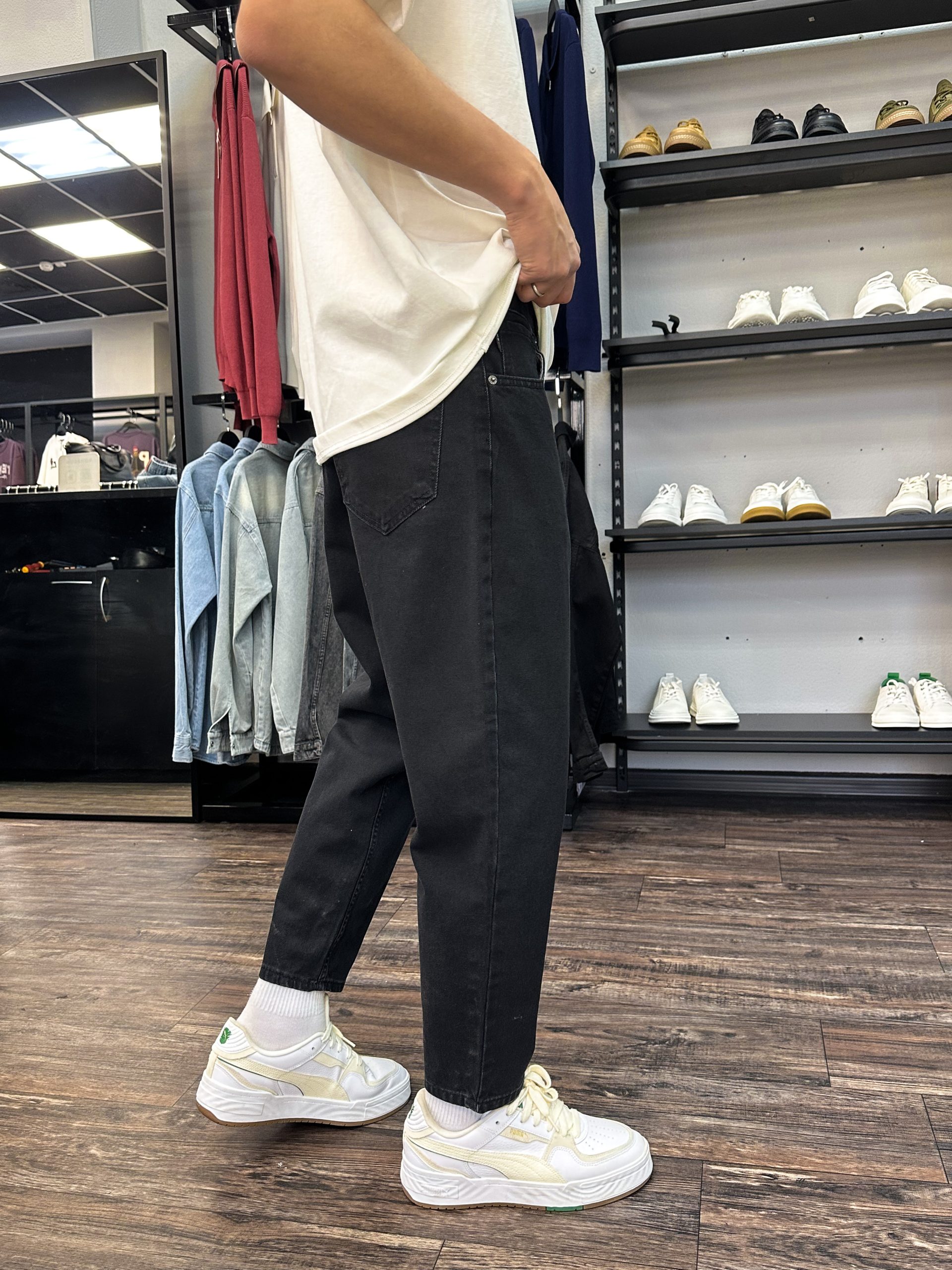 Джинсы бананы Denim графит