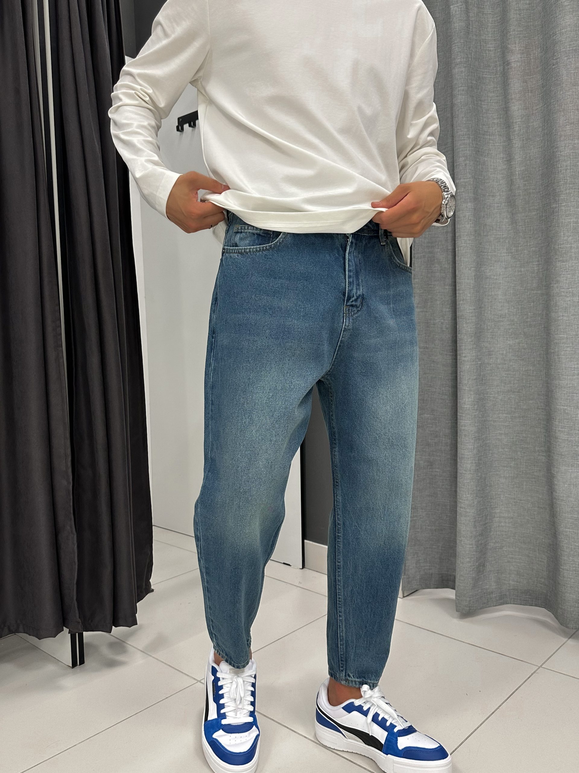 Джинсы бананы Denim изумрудный