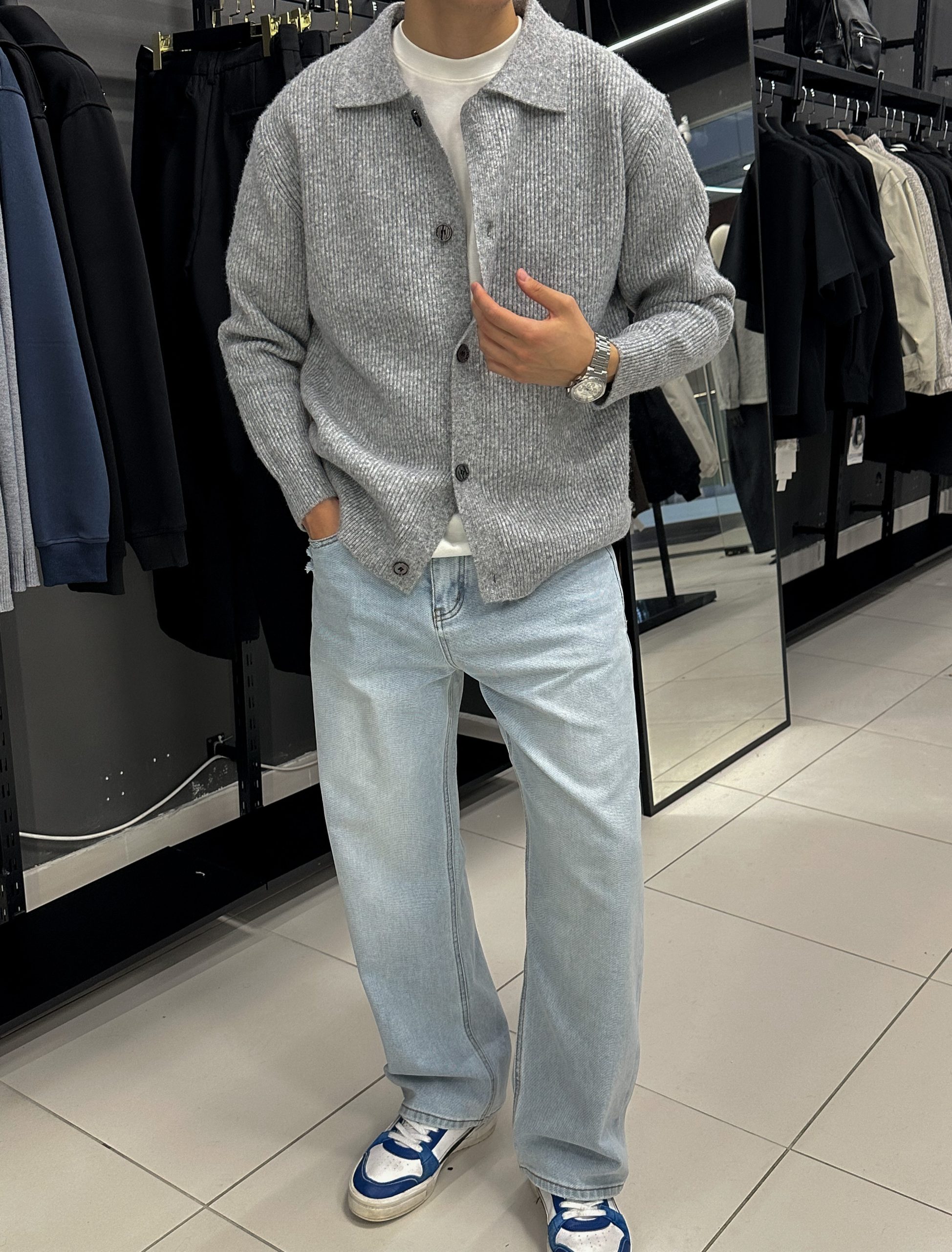 Кардиган на пуговице (серый)