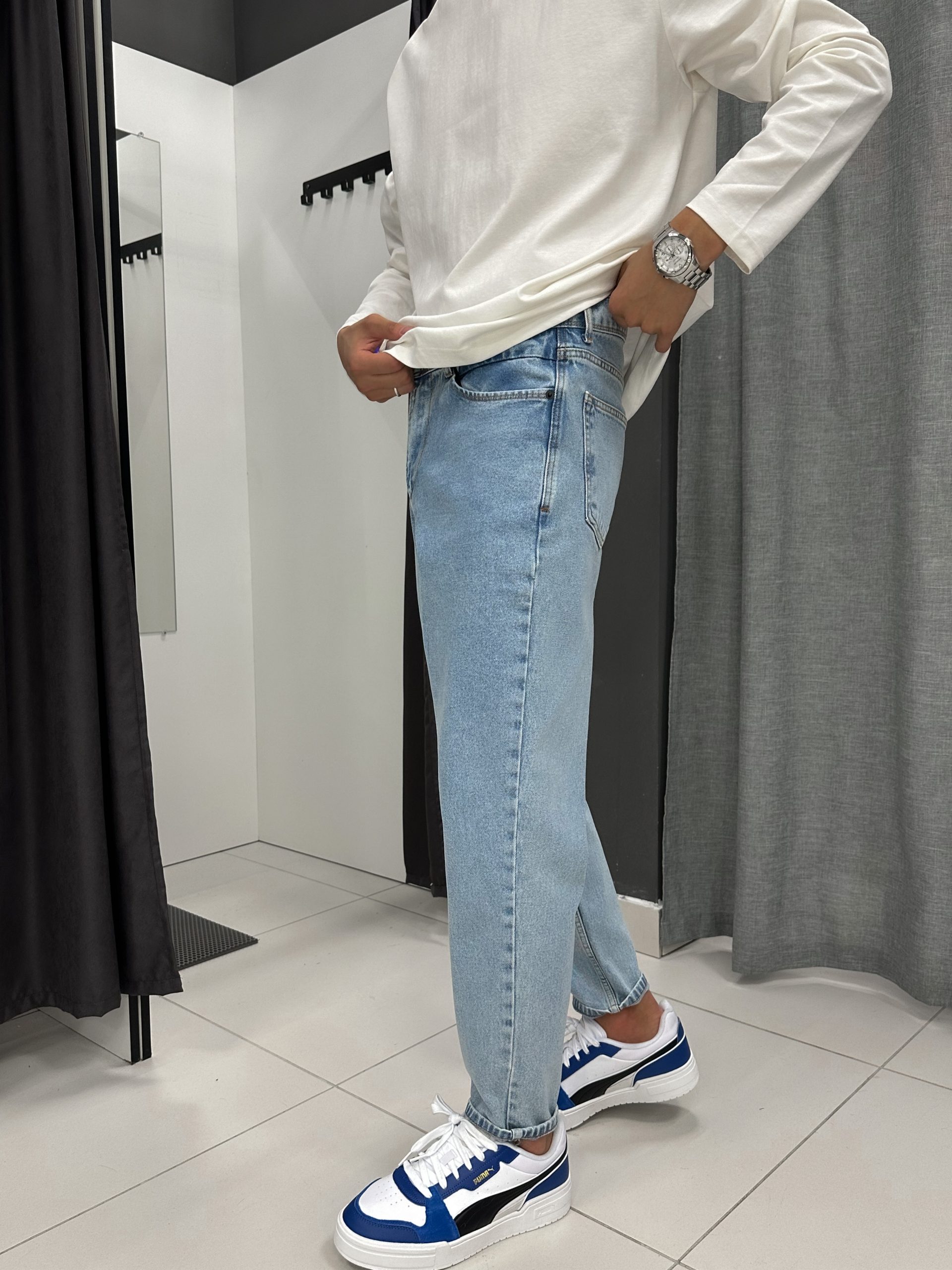 Джинсы бананы Difrancel голубой