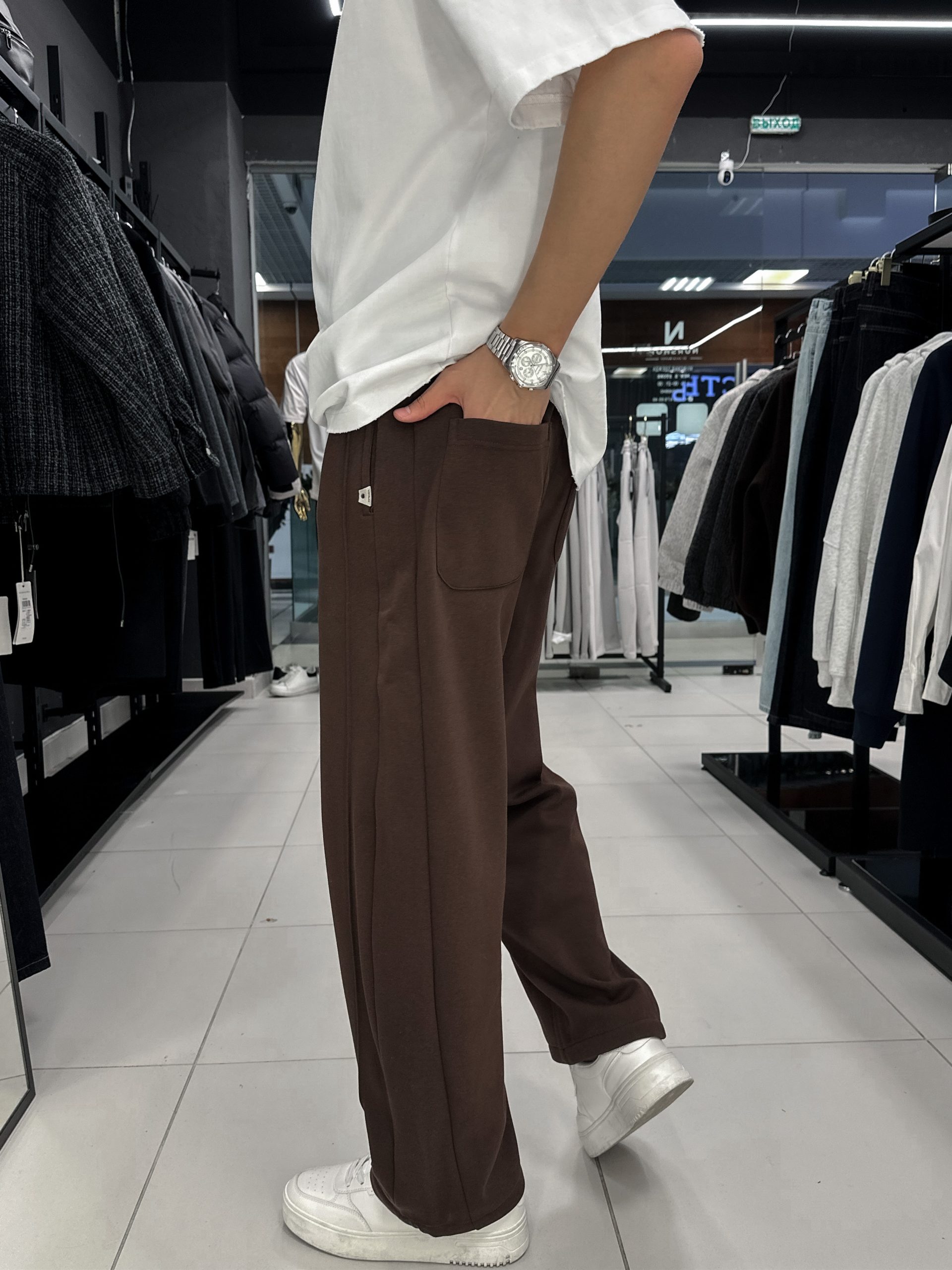 Коричневые брюки на флисе