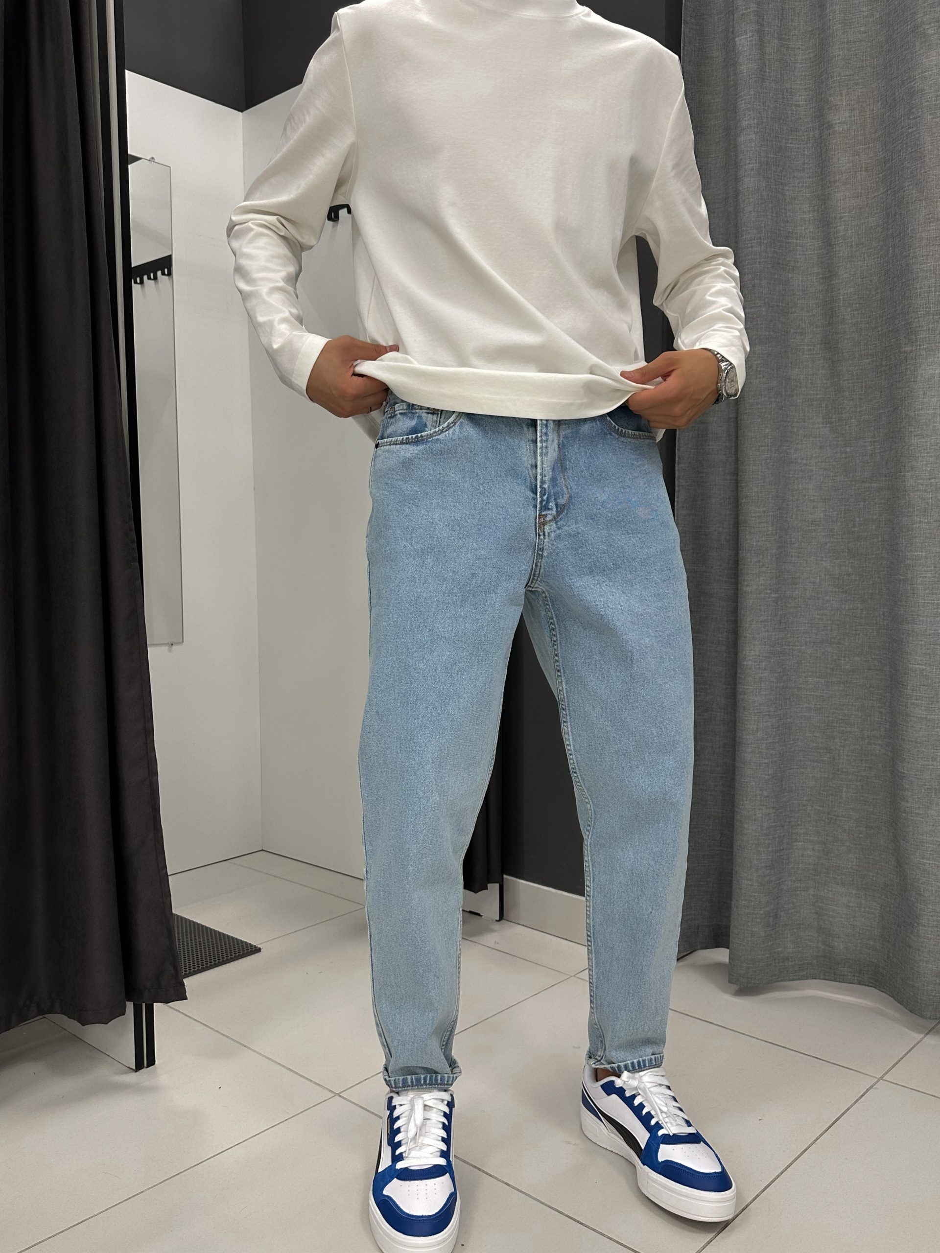 Джинсы бананы Difrancel голубой