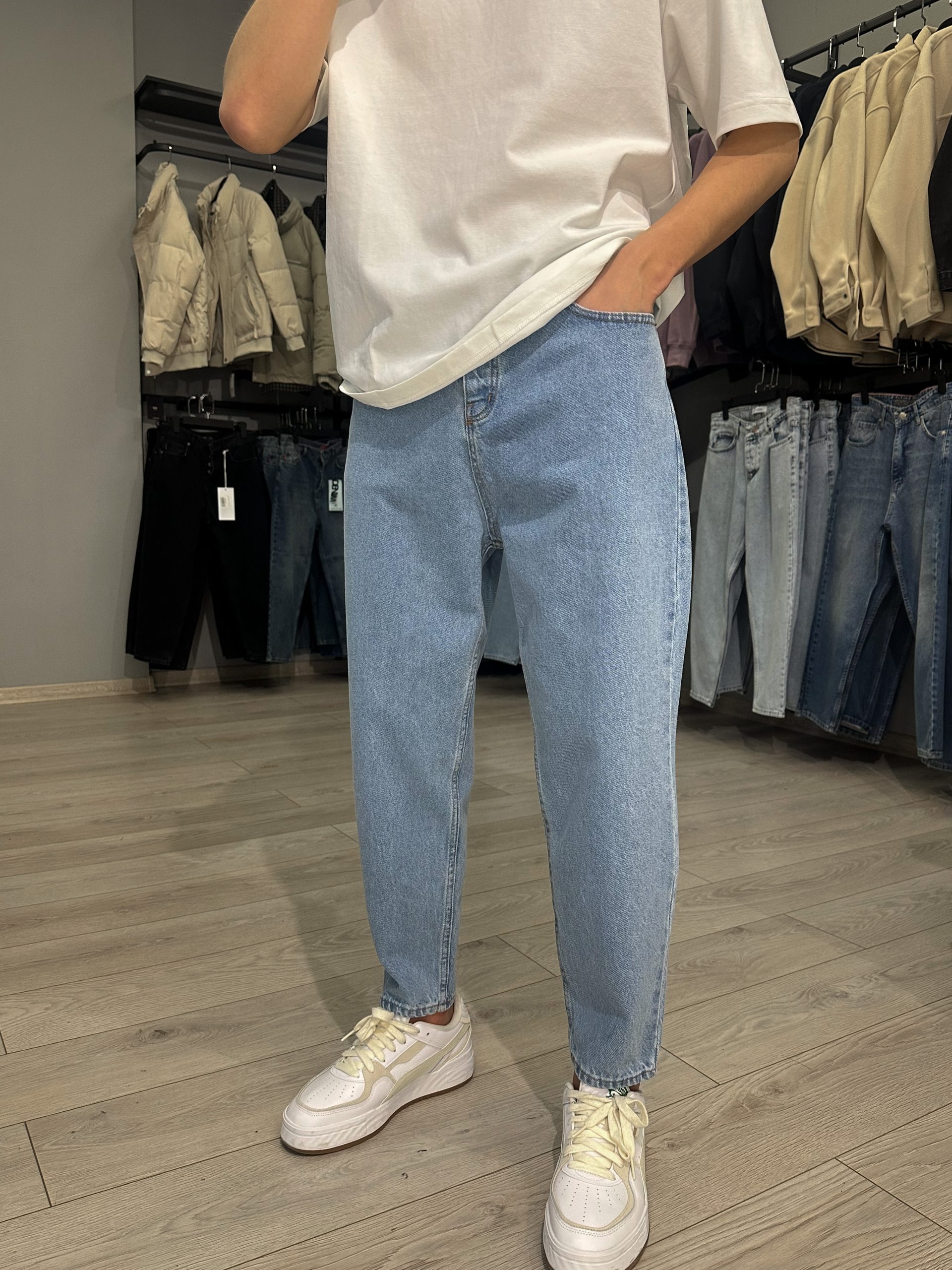 Джинсы бананы Denim голубой