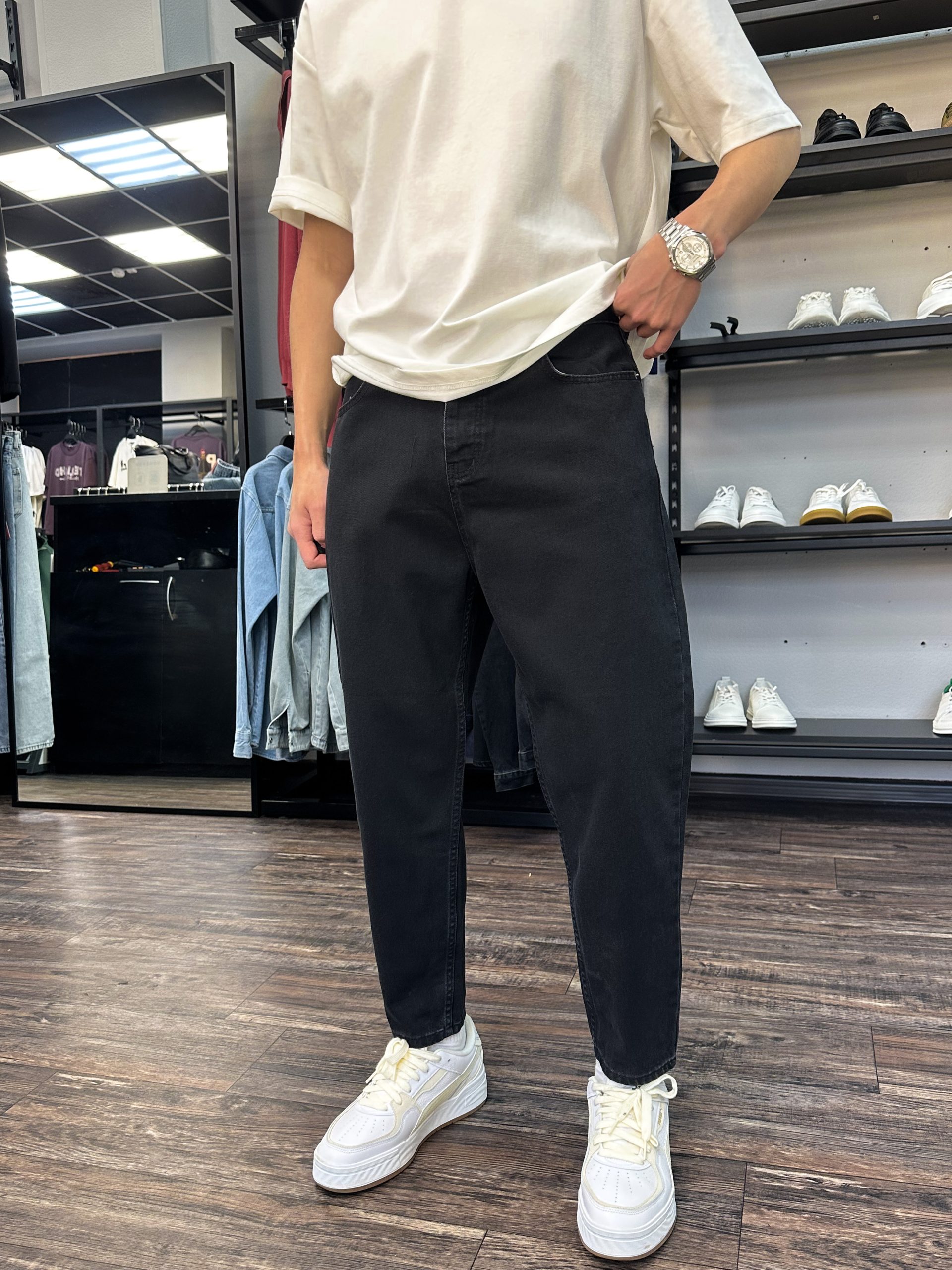 Джинсы бананы Denim графит