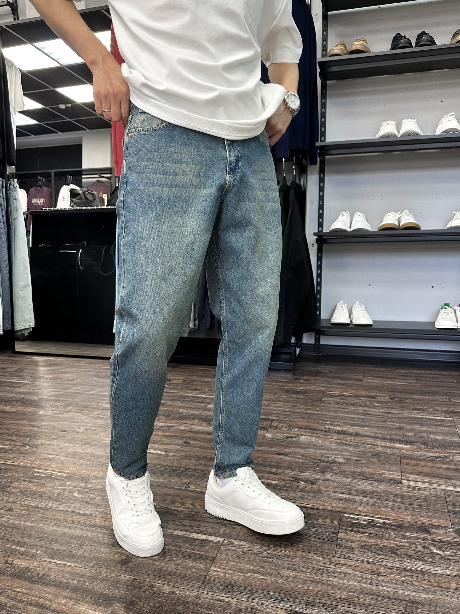 Джинсы бананы изумрудные efir