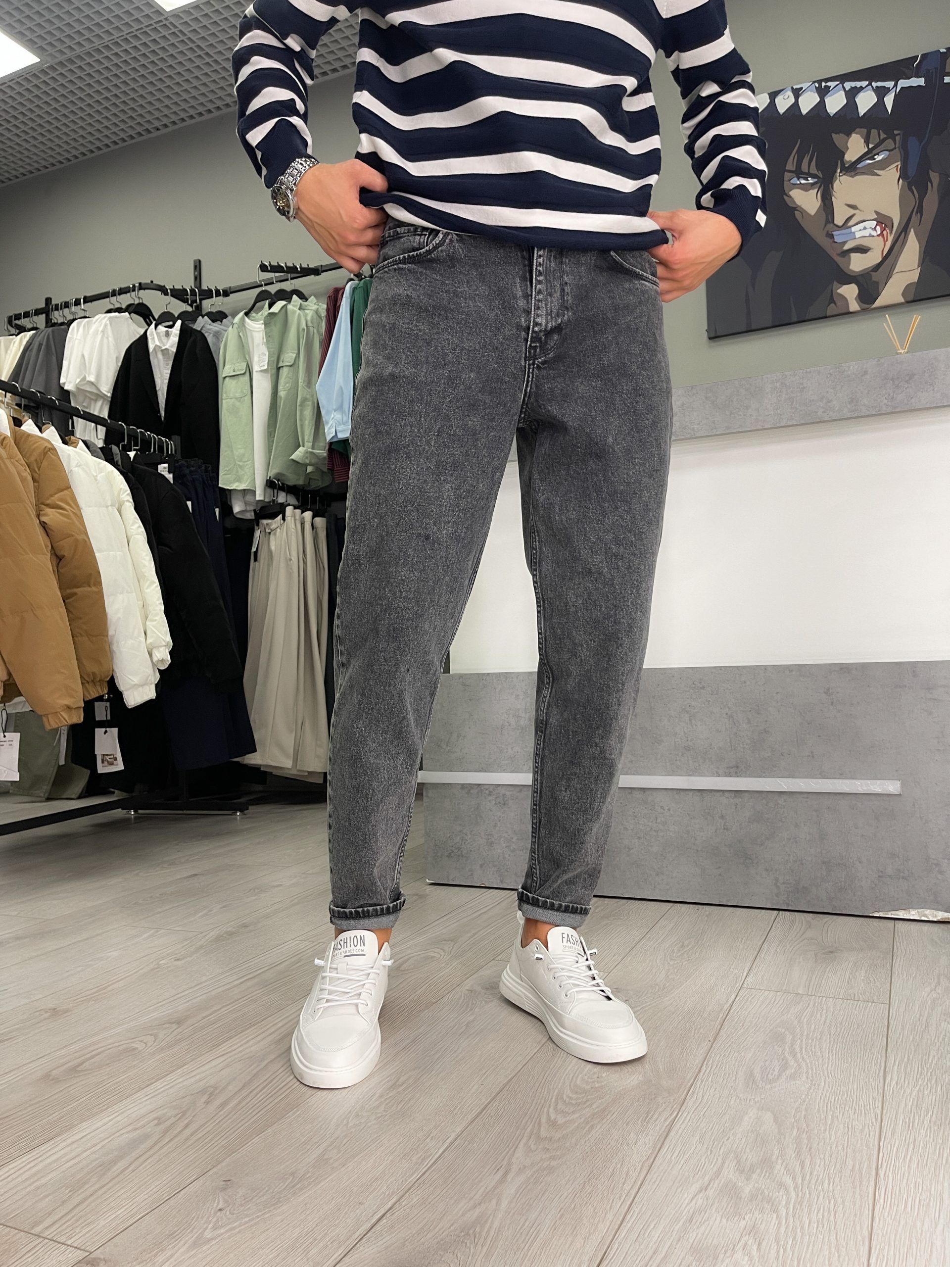 Джинсы бананы Difrancel серый