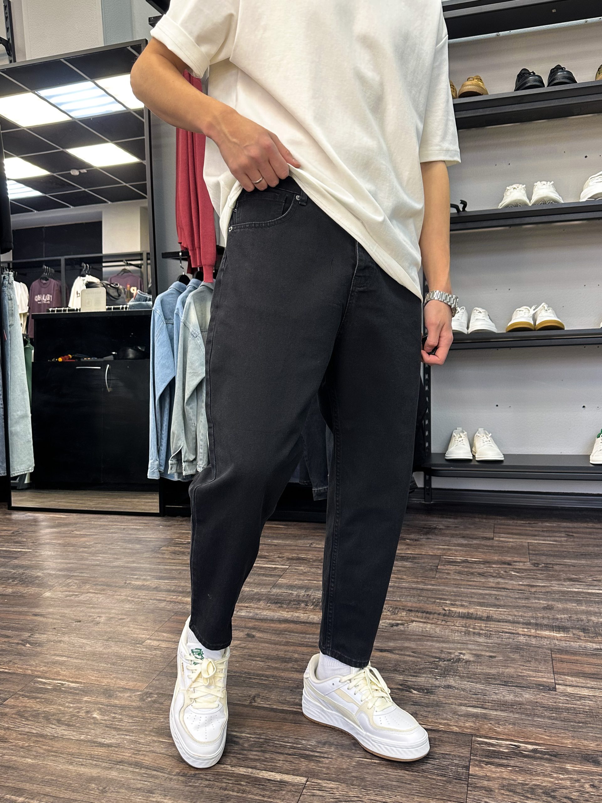 Джинсы бананы Denim графит