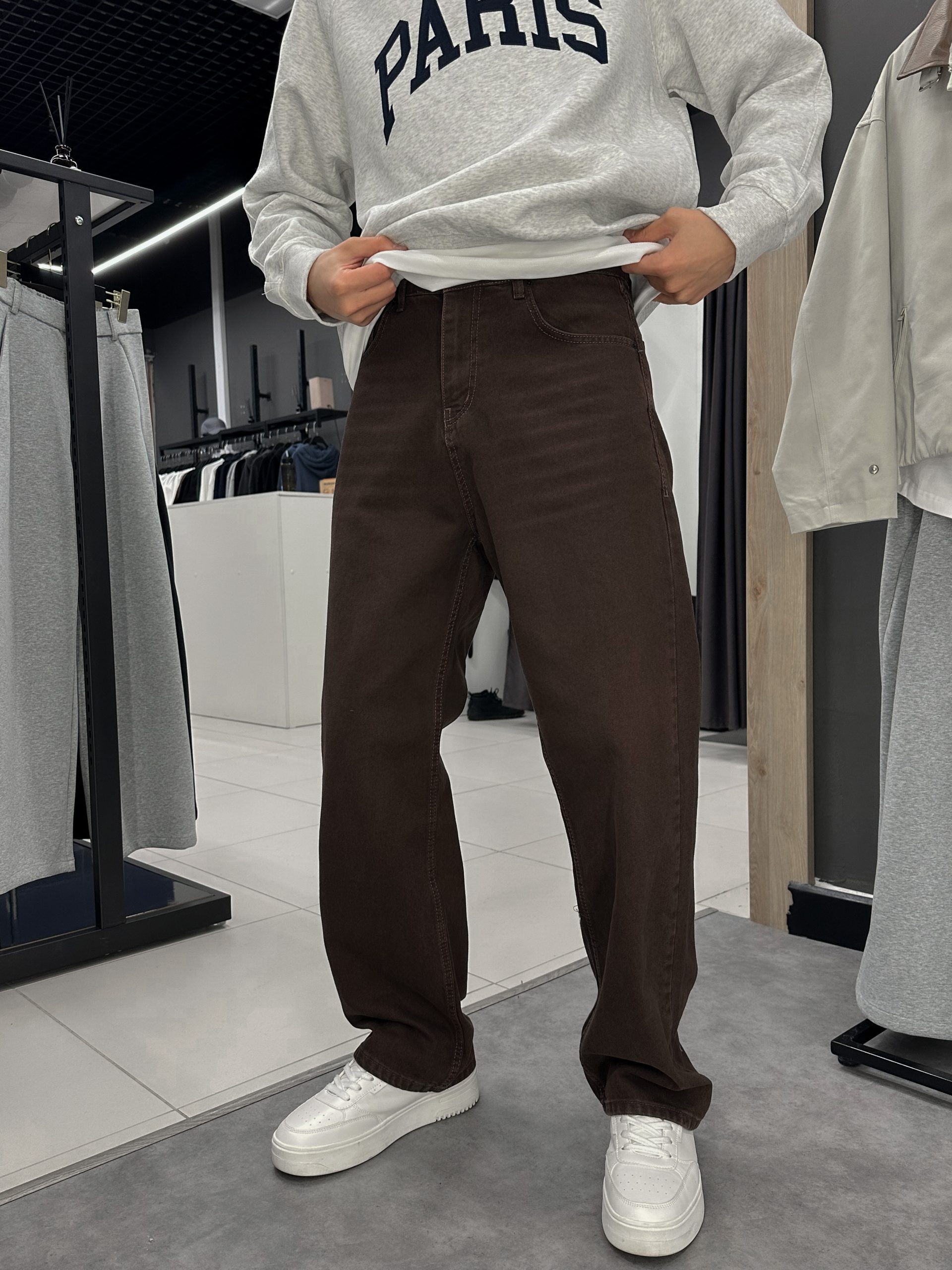 Джинсы багги prem коричневые