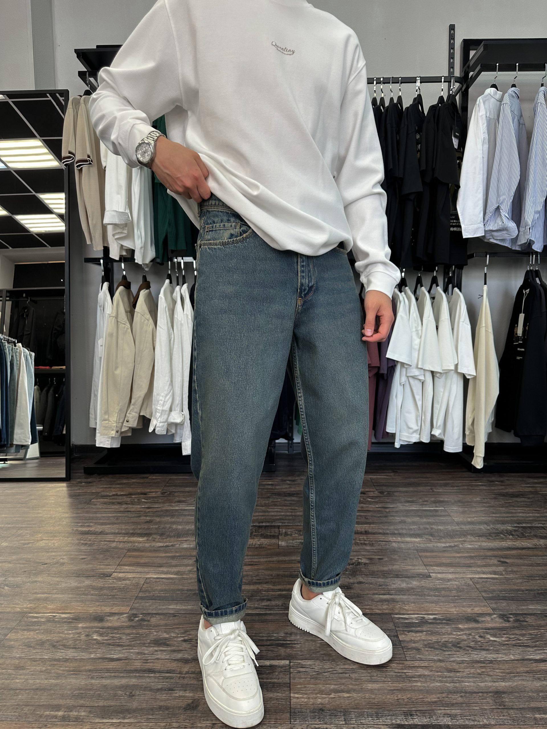 Джинсы бананы  Difrancel зеленоватый