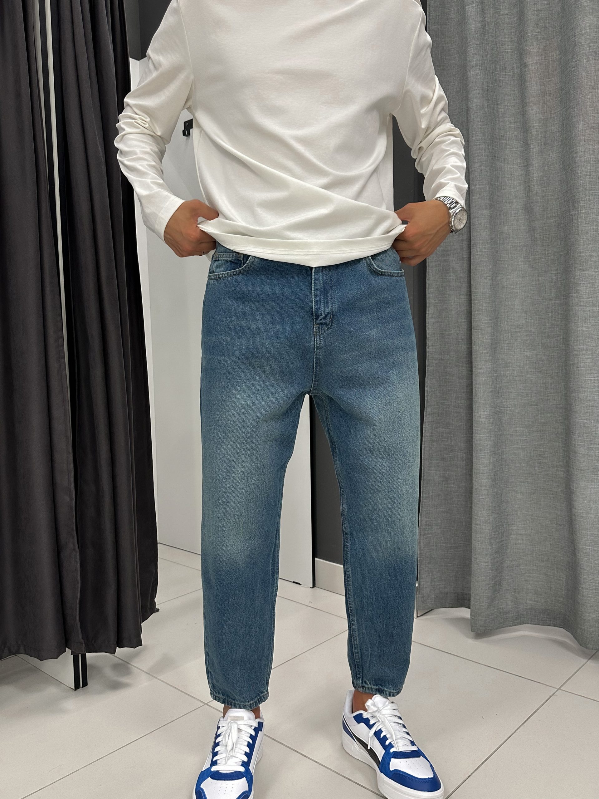 Джинсы бананы Denim изумрудный