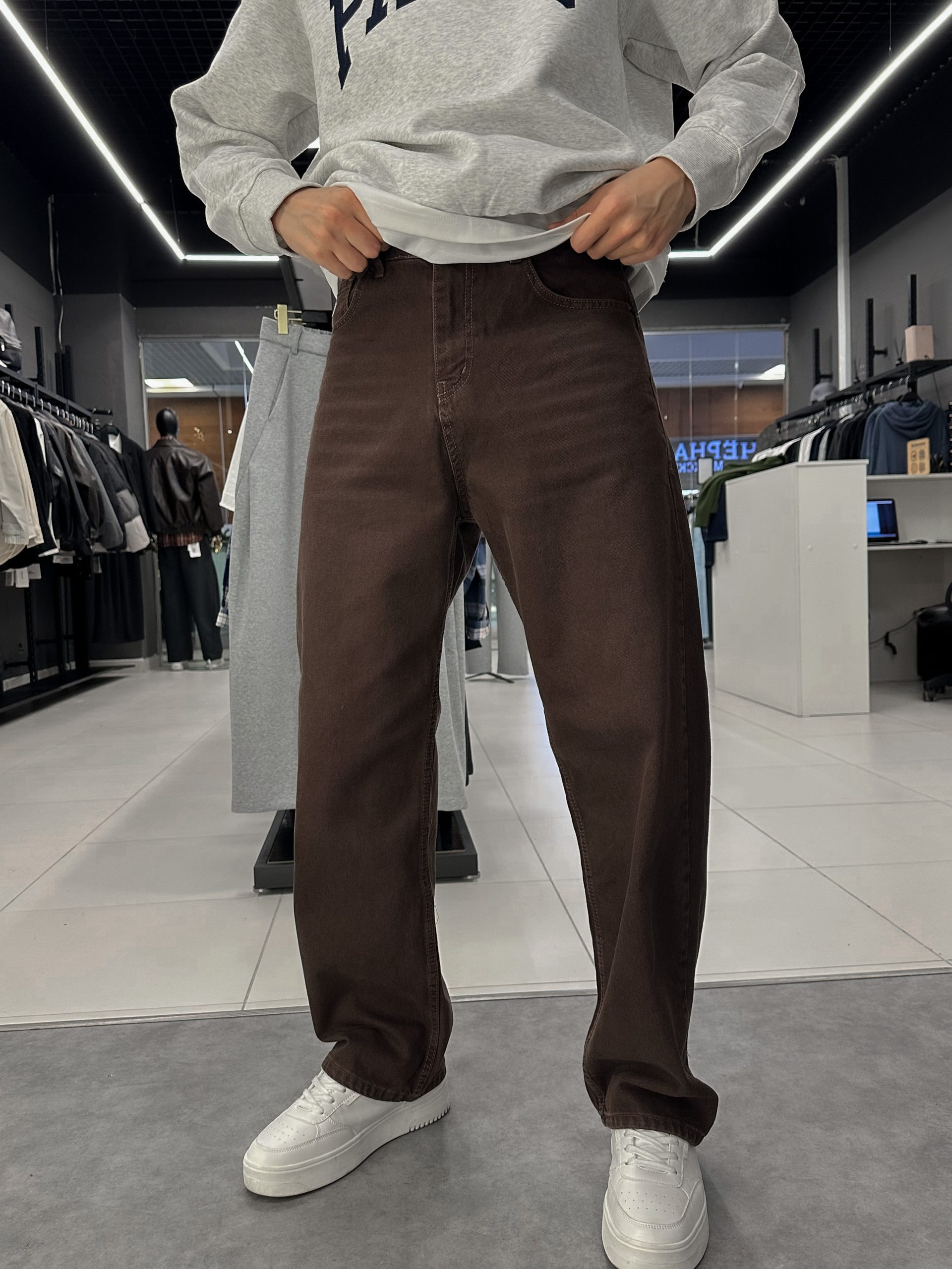 Джинсы багги prem коричневые