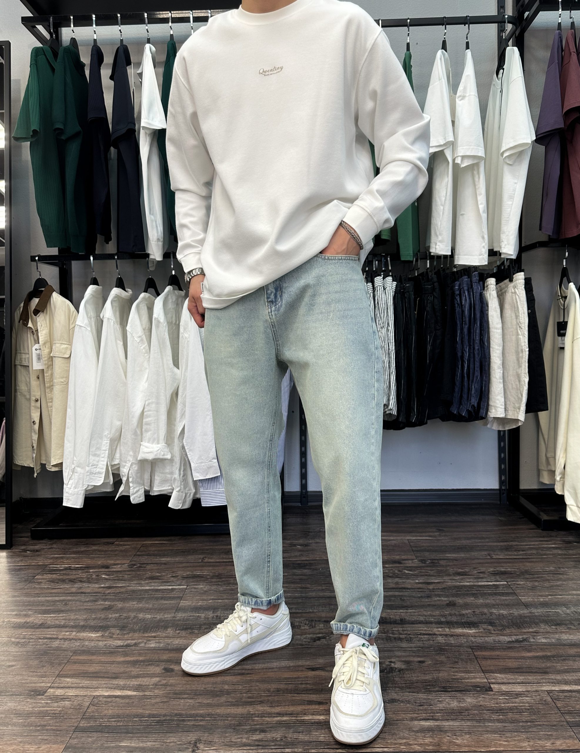 Джинсы бананы modern голубой