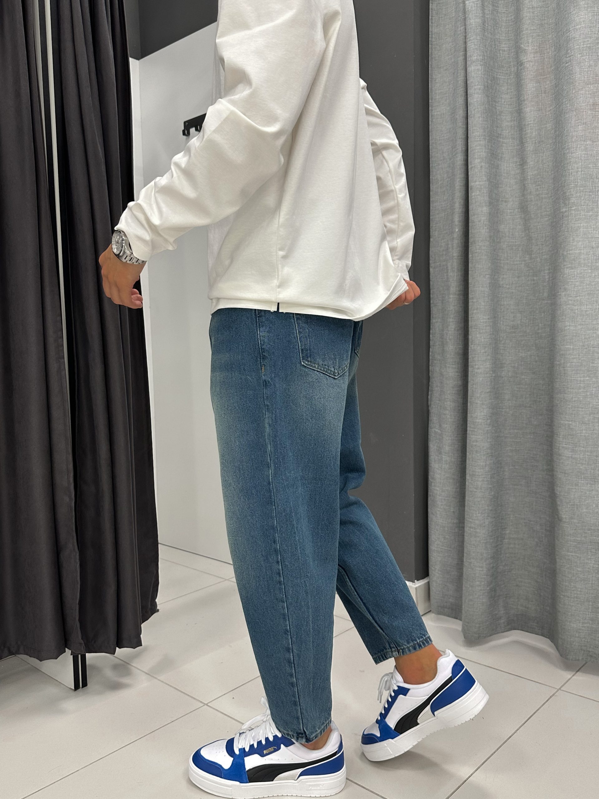 Джинсы бананы Denim изумрудный