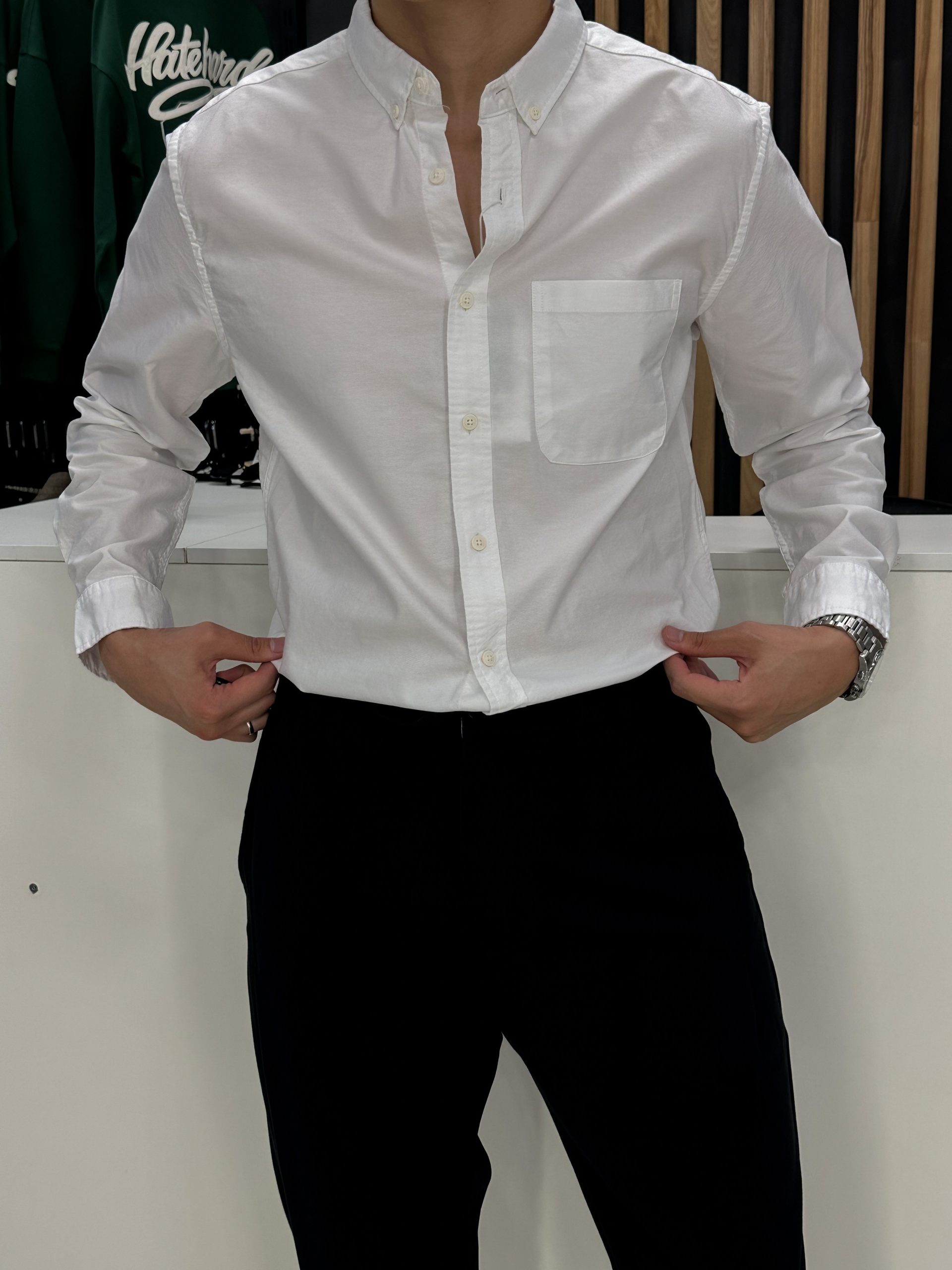 Белая рубашка полу классика