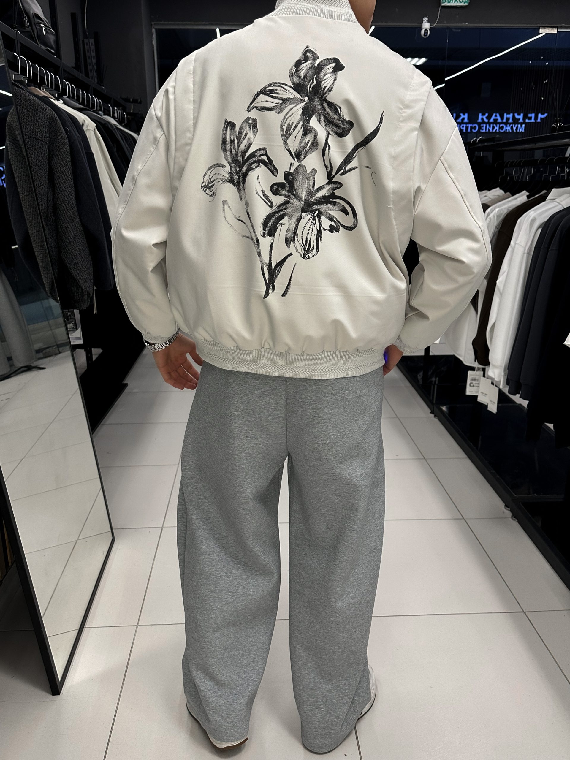 Куртка бежевая Asian print (N3134)