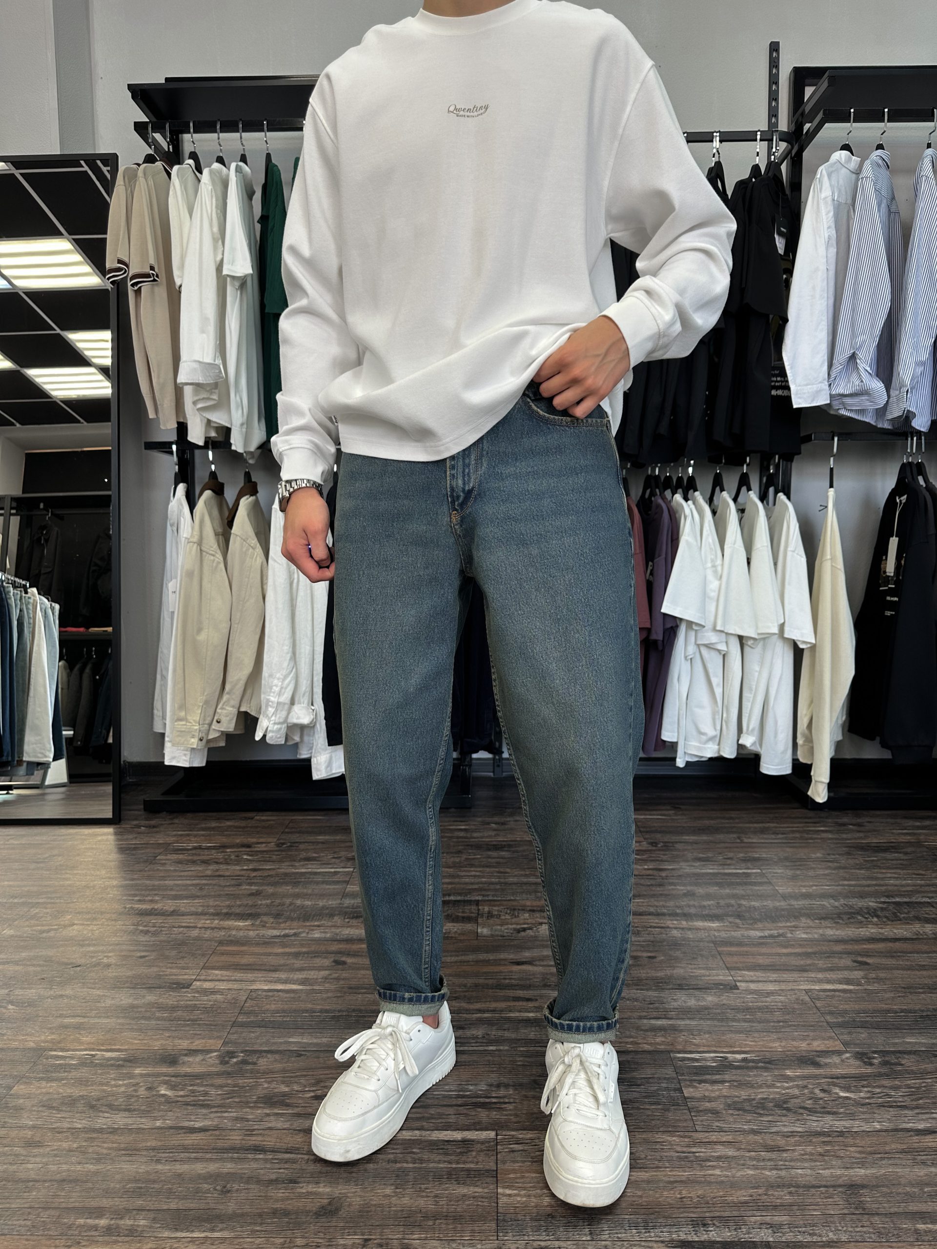 Джинсы бананы  Difrancel зеленоватый