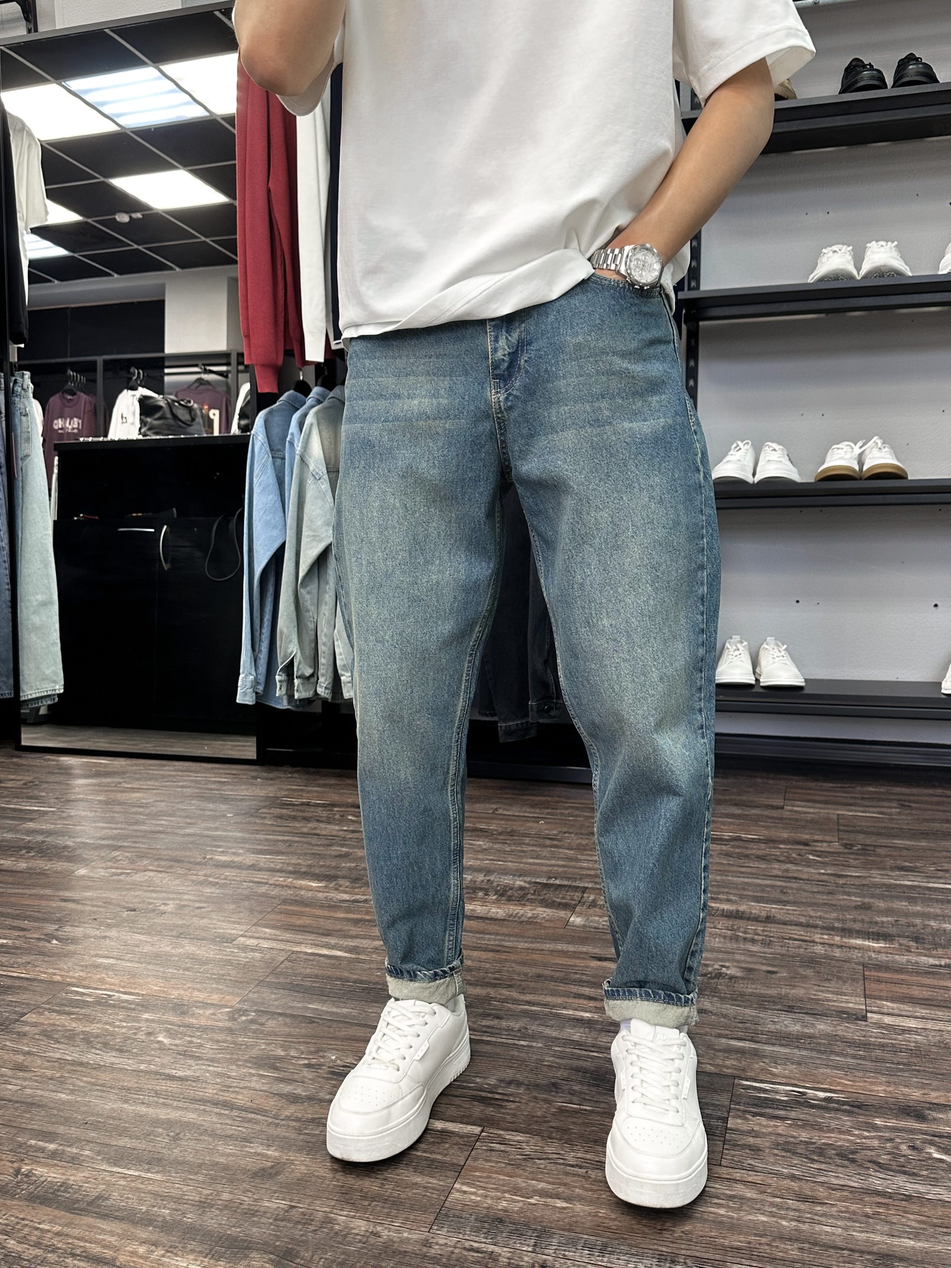 Джинсы бананы изумрудные efir