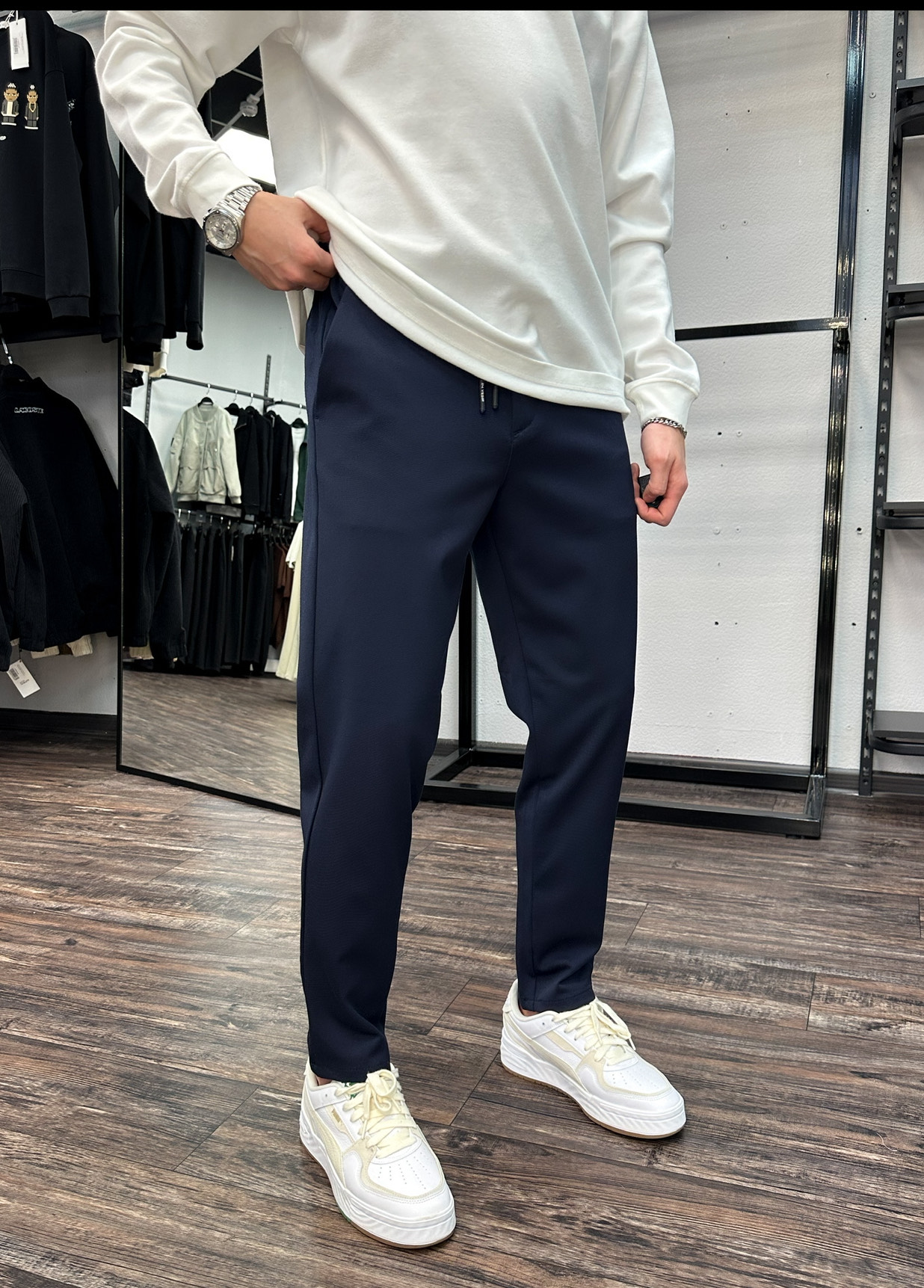 Брюки полуклассика на шнурке