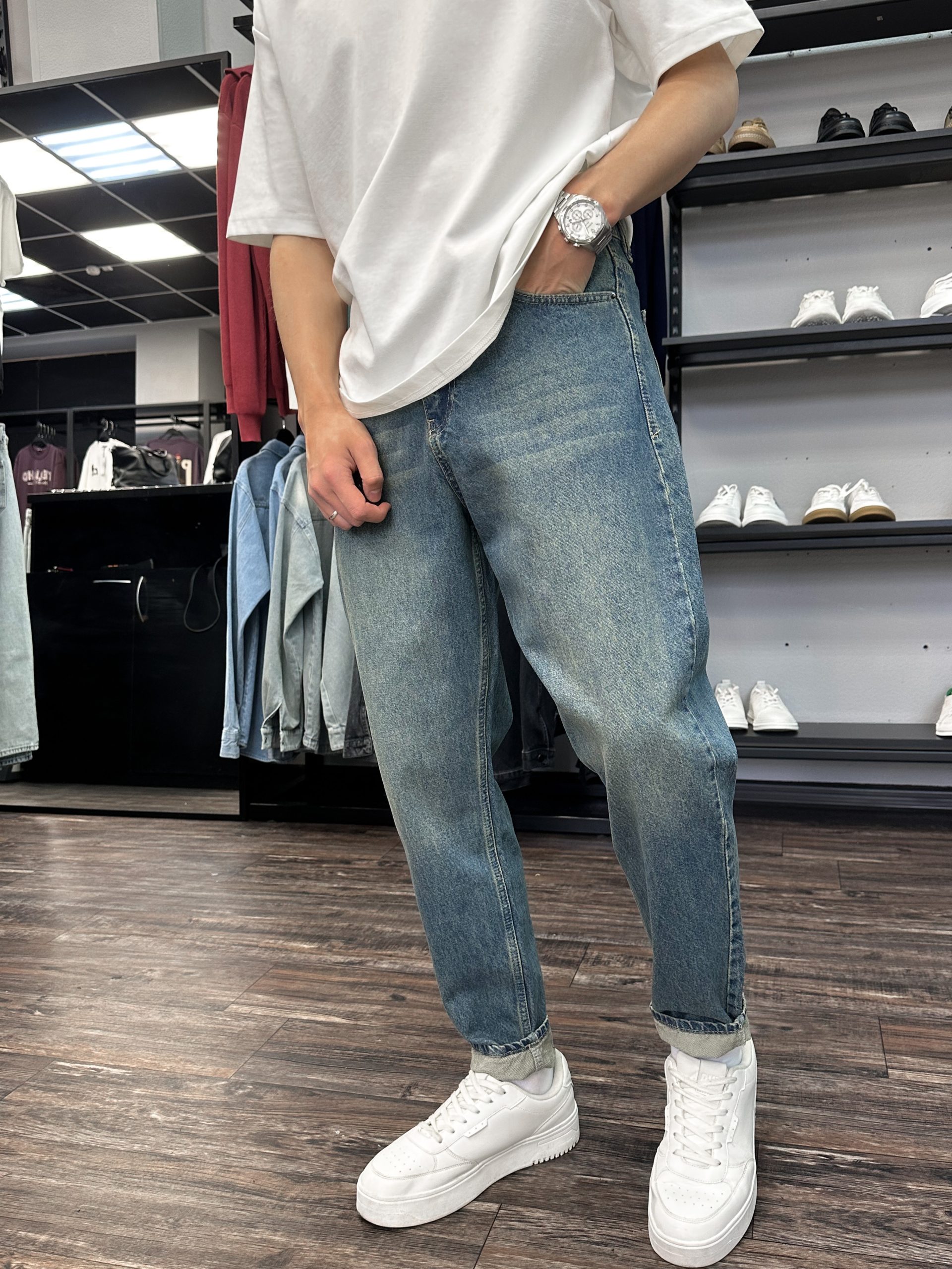 Джинсы бананы изумрудные efir