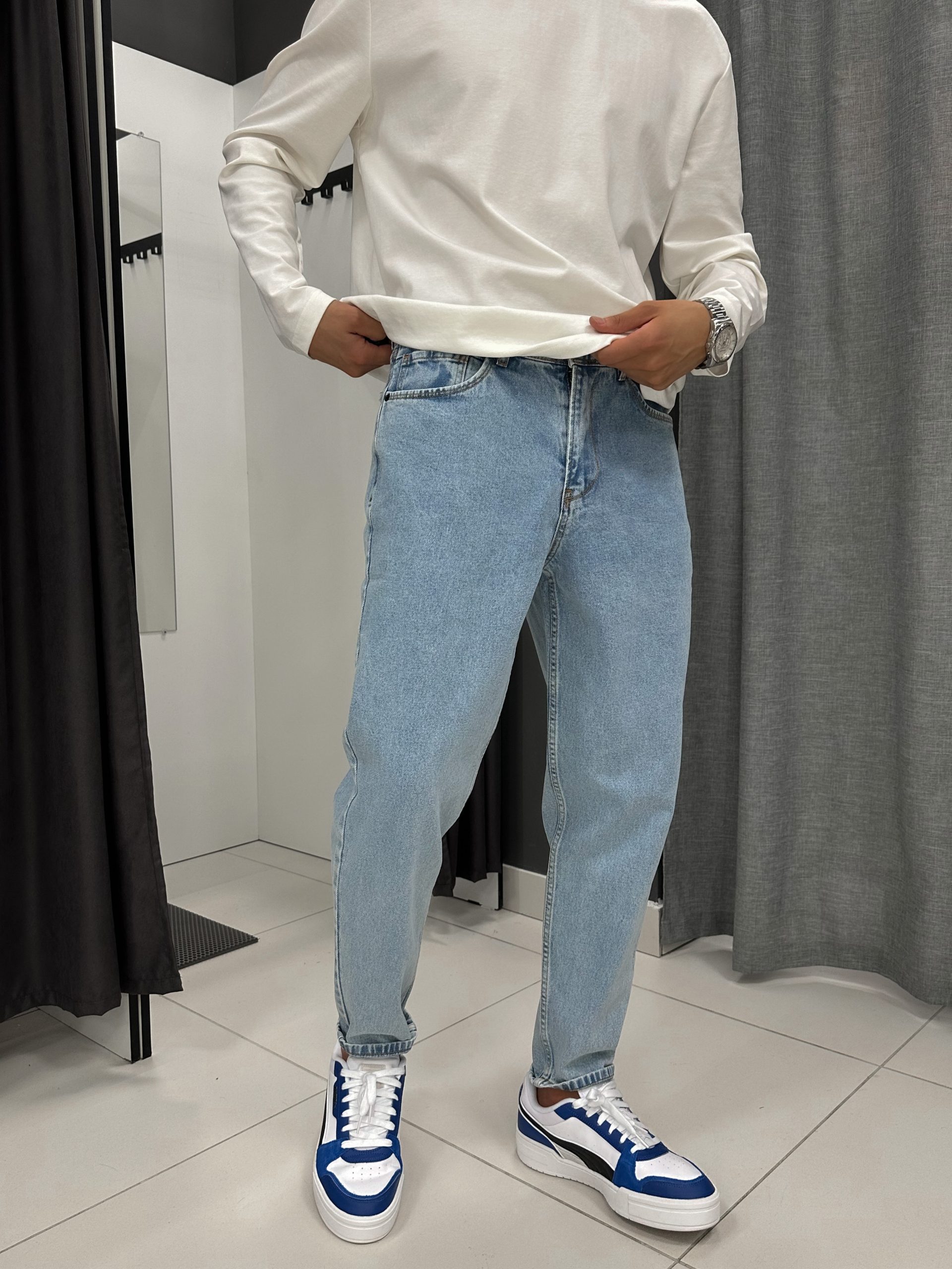 Джинсы бананы Difrancel голубой