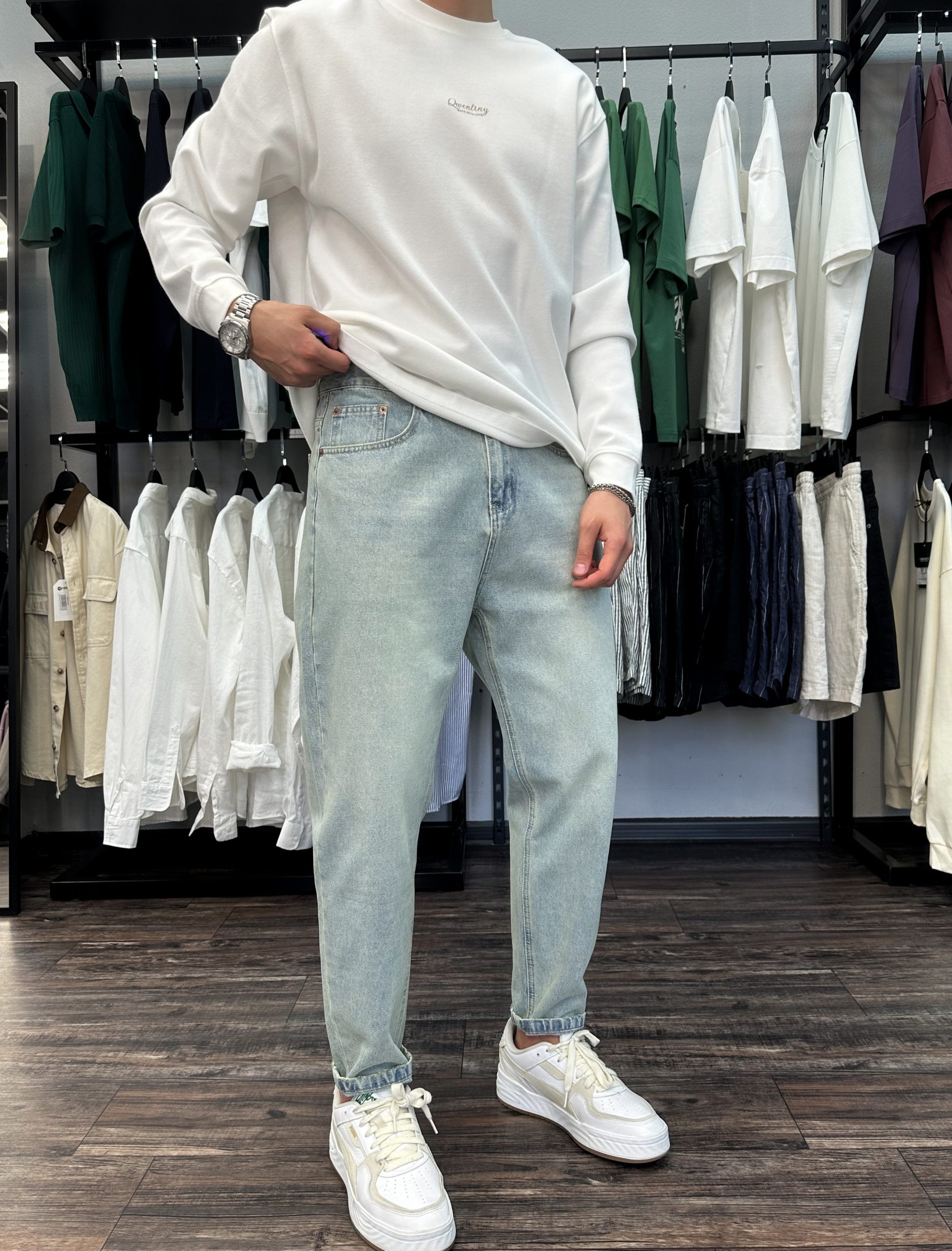 Джинсы бананы modern голубой