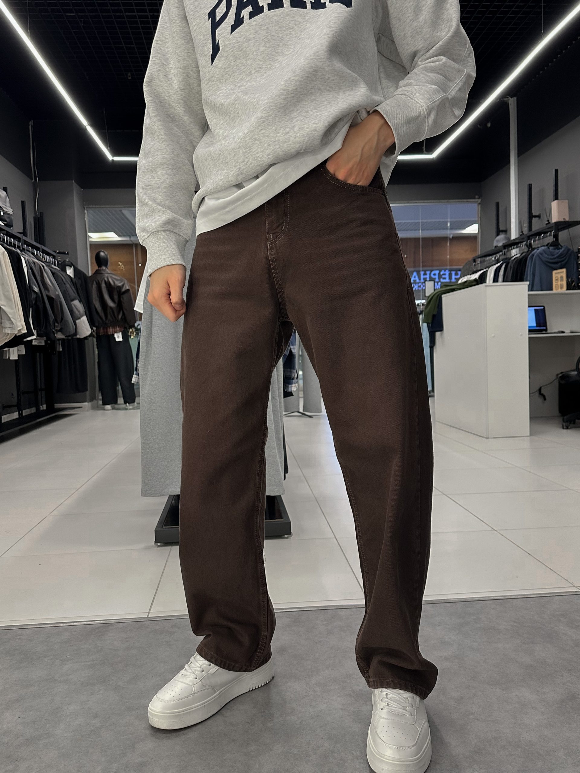 Джинсы багги prem коричневые