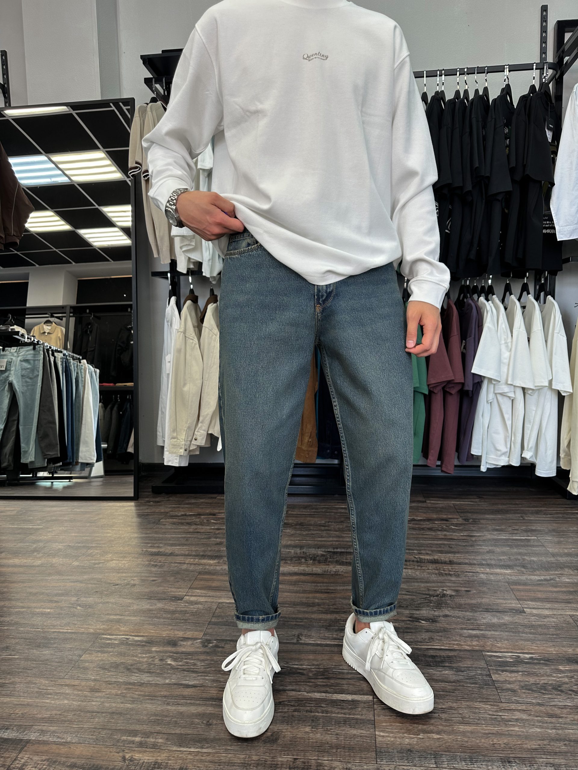 Джинсы бананы  Difrancel зеленоватый