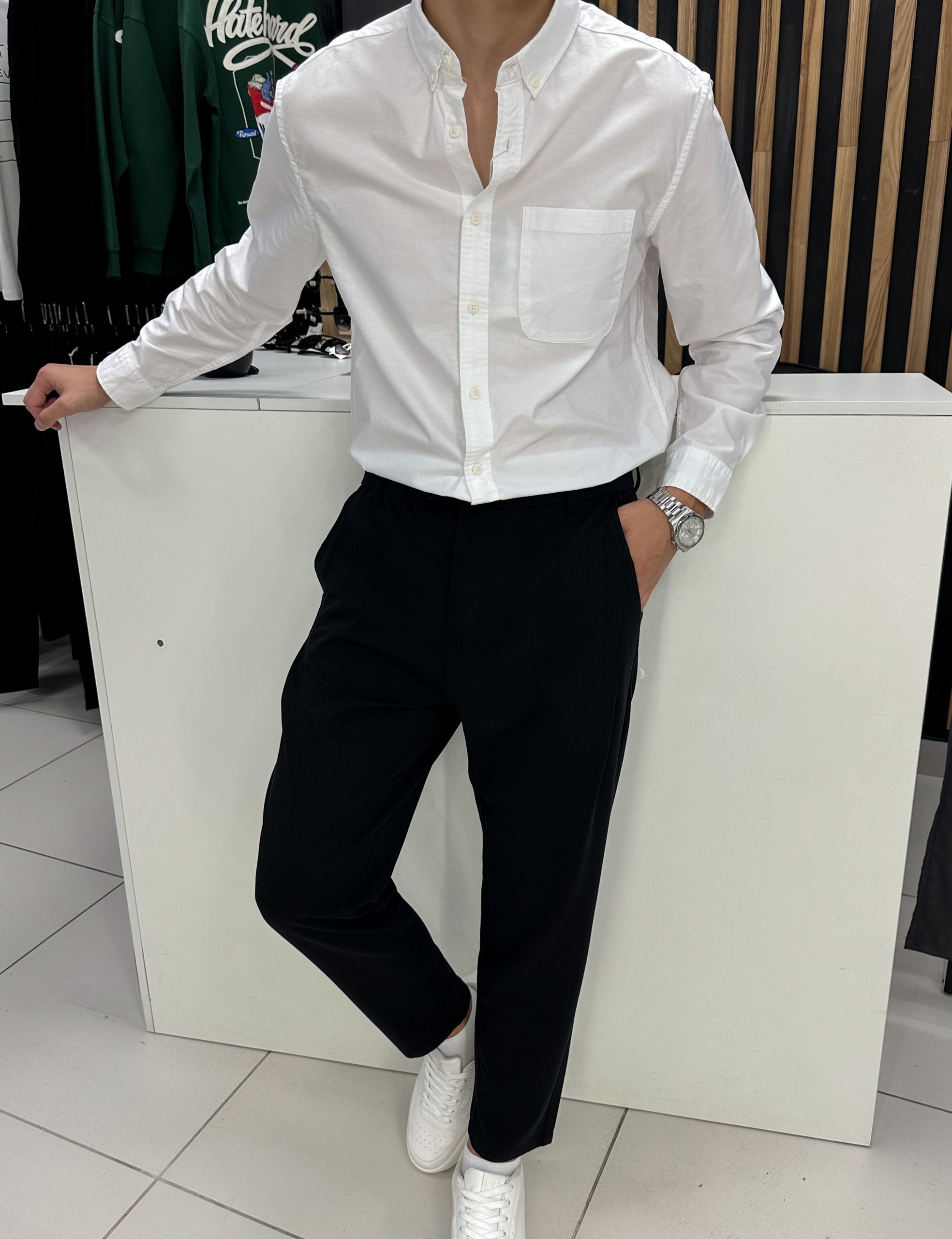 Белая рубашка полу классика