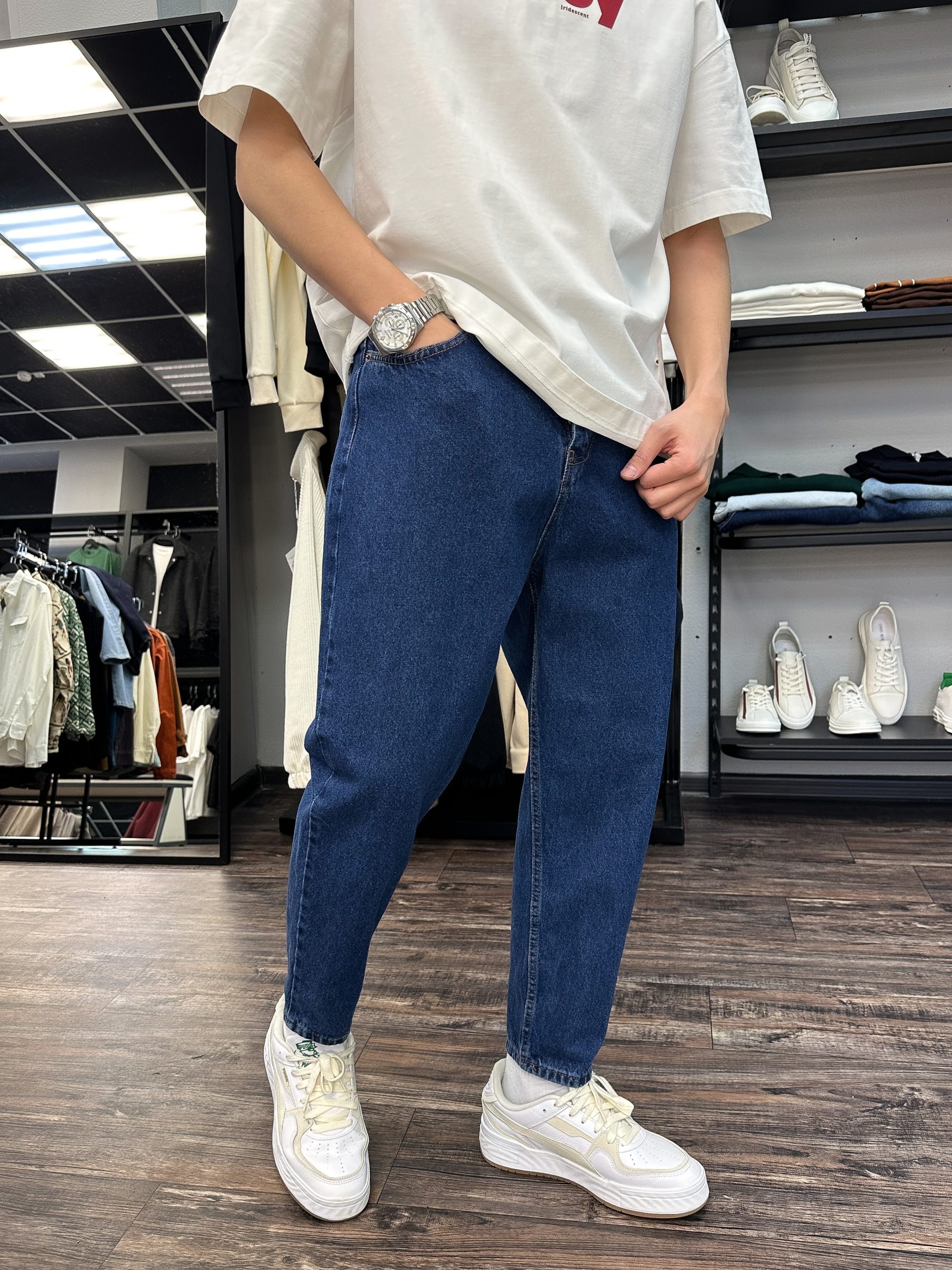 Джинсы бананы Denim темно-синий