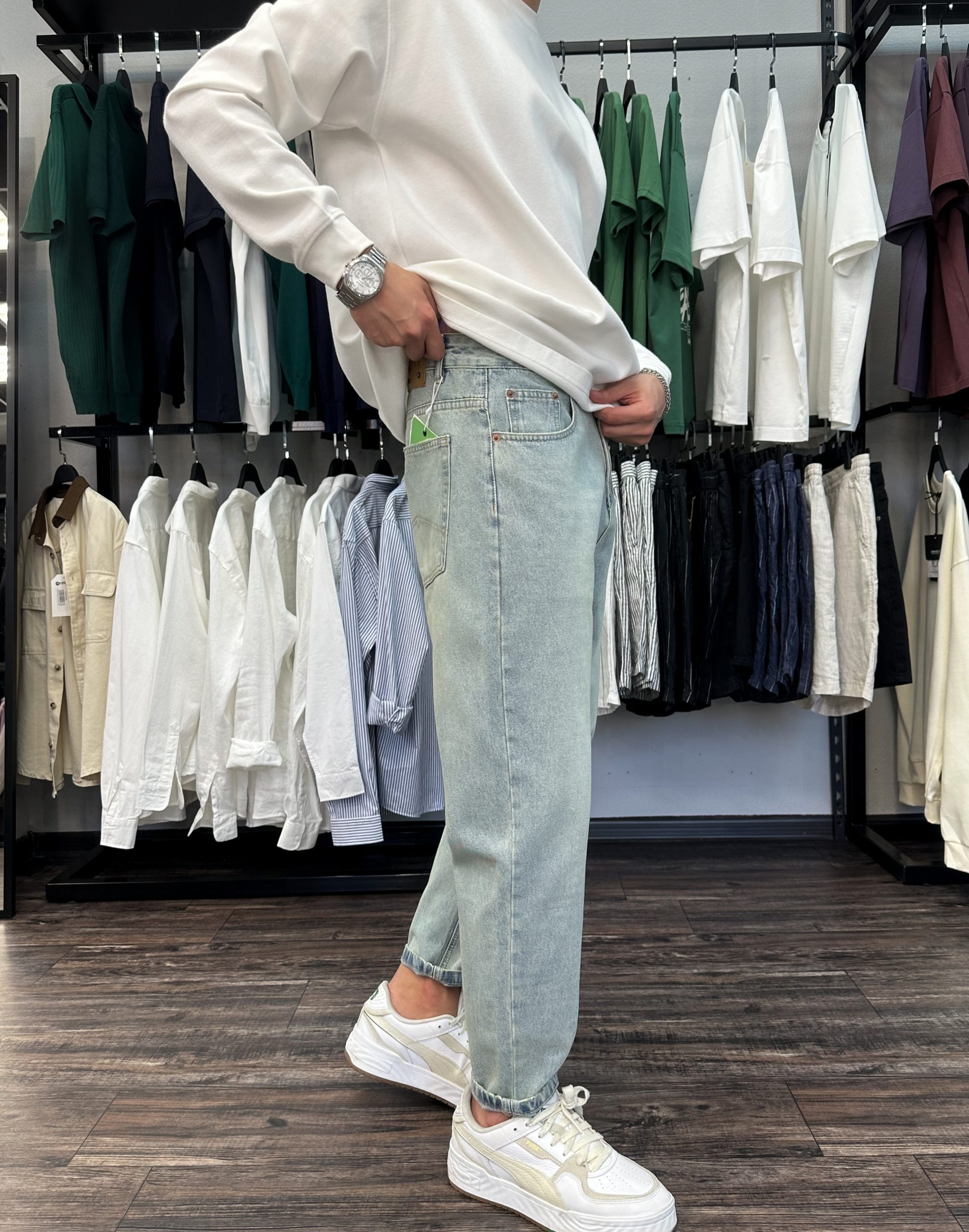 Джинсы бананы modern голубой