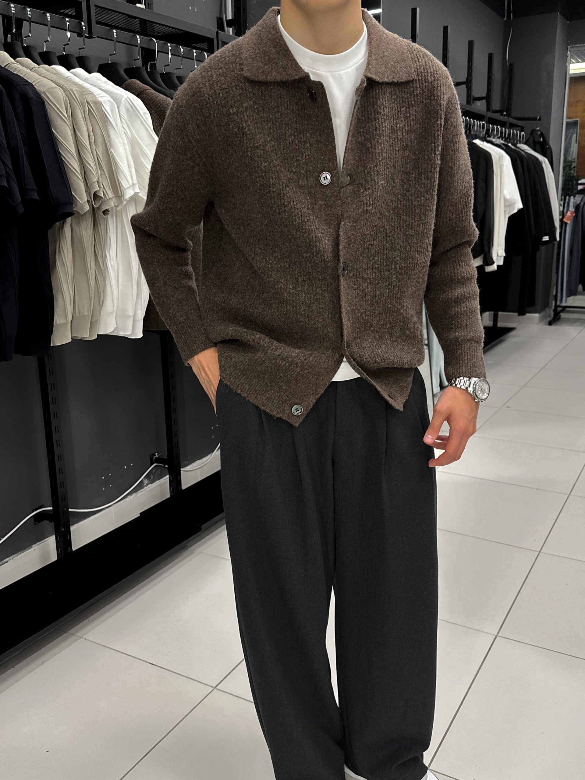 Кардиган на пуговице какао