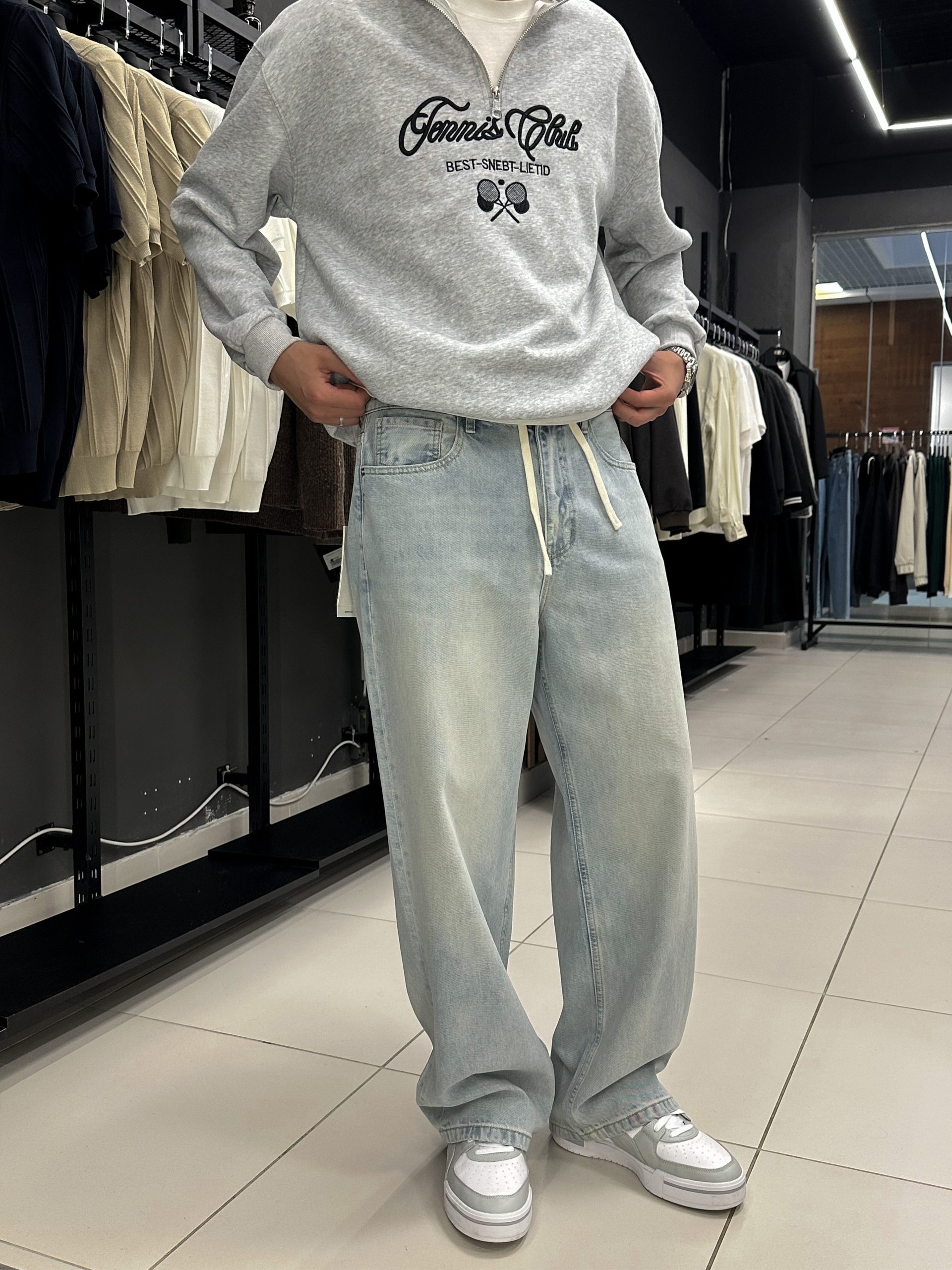 Джинсы багги 8972-701 голубые