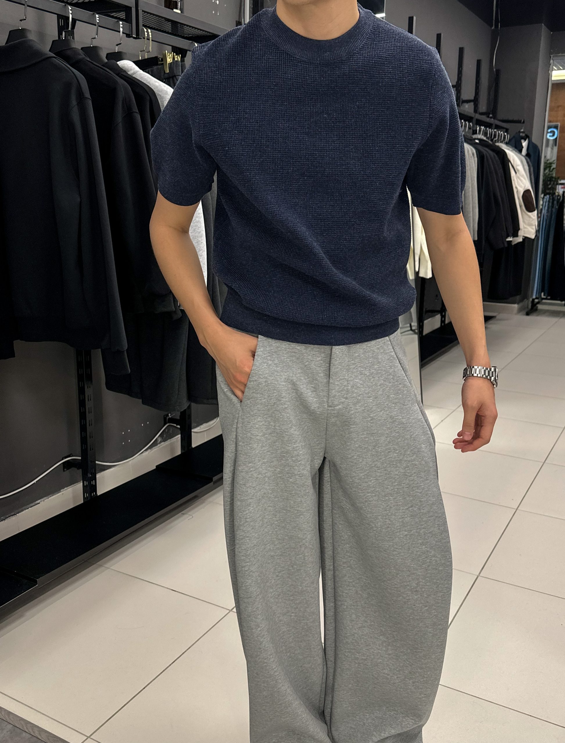 Поло Basic Knit синий 22257