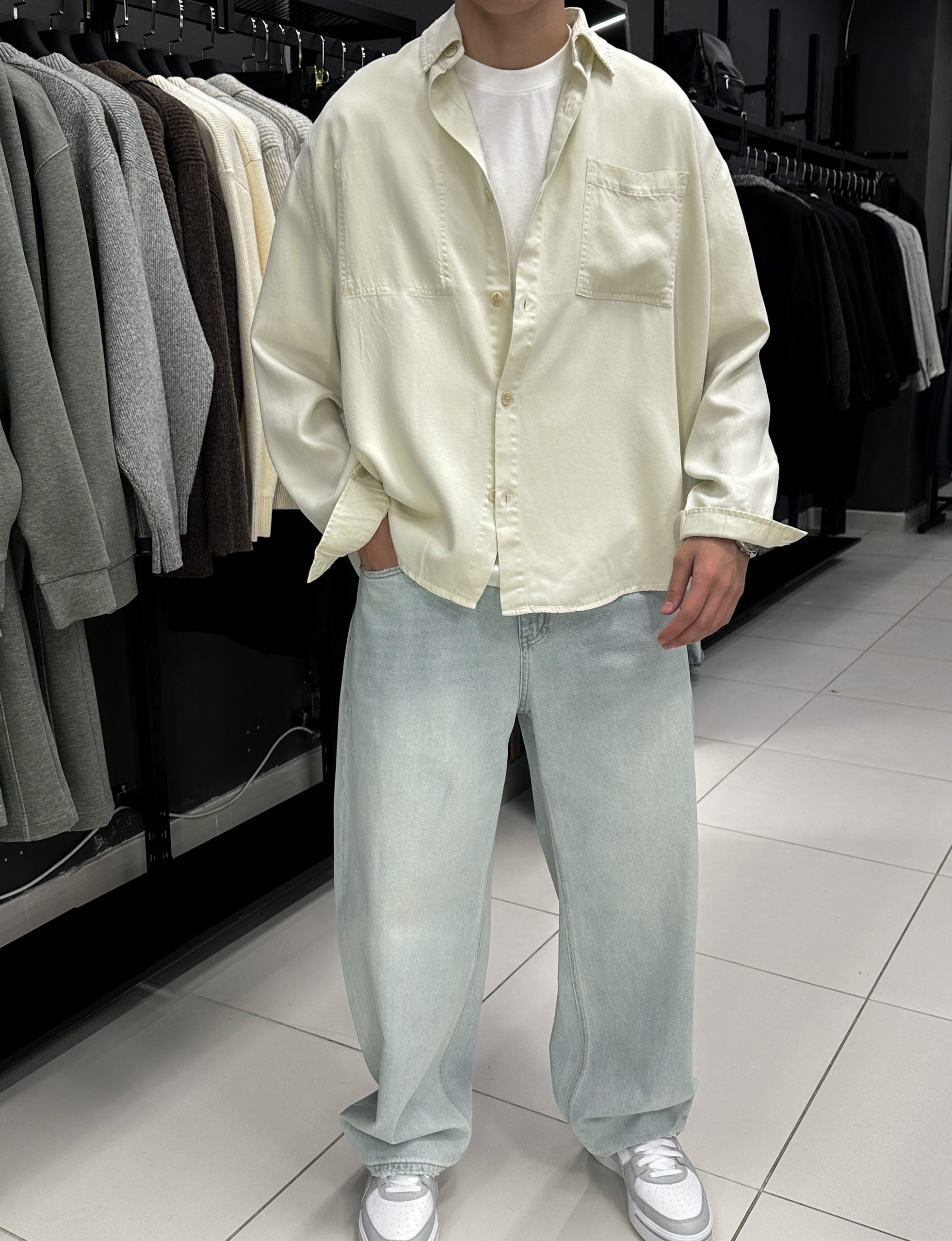 Рубашка из лиоцелла молочный