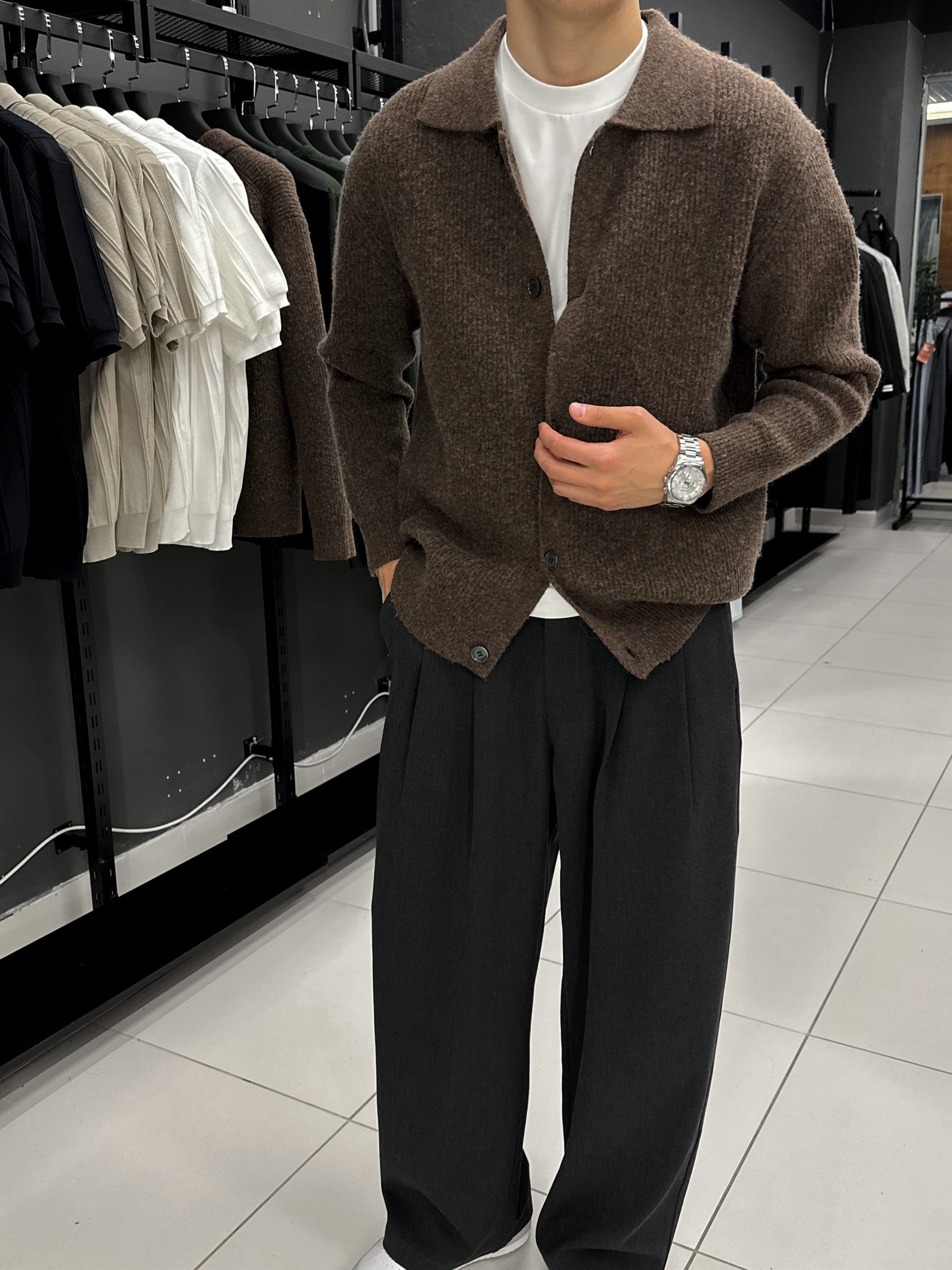 Кардиган на пуговице какао