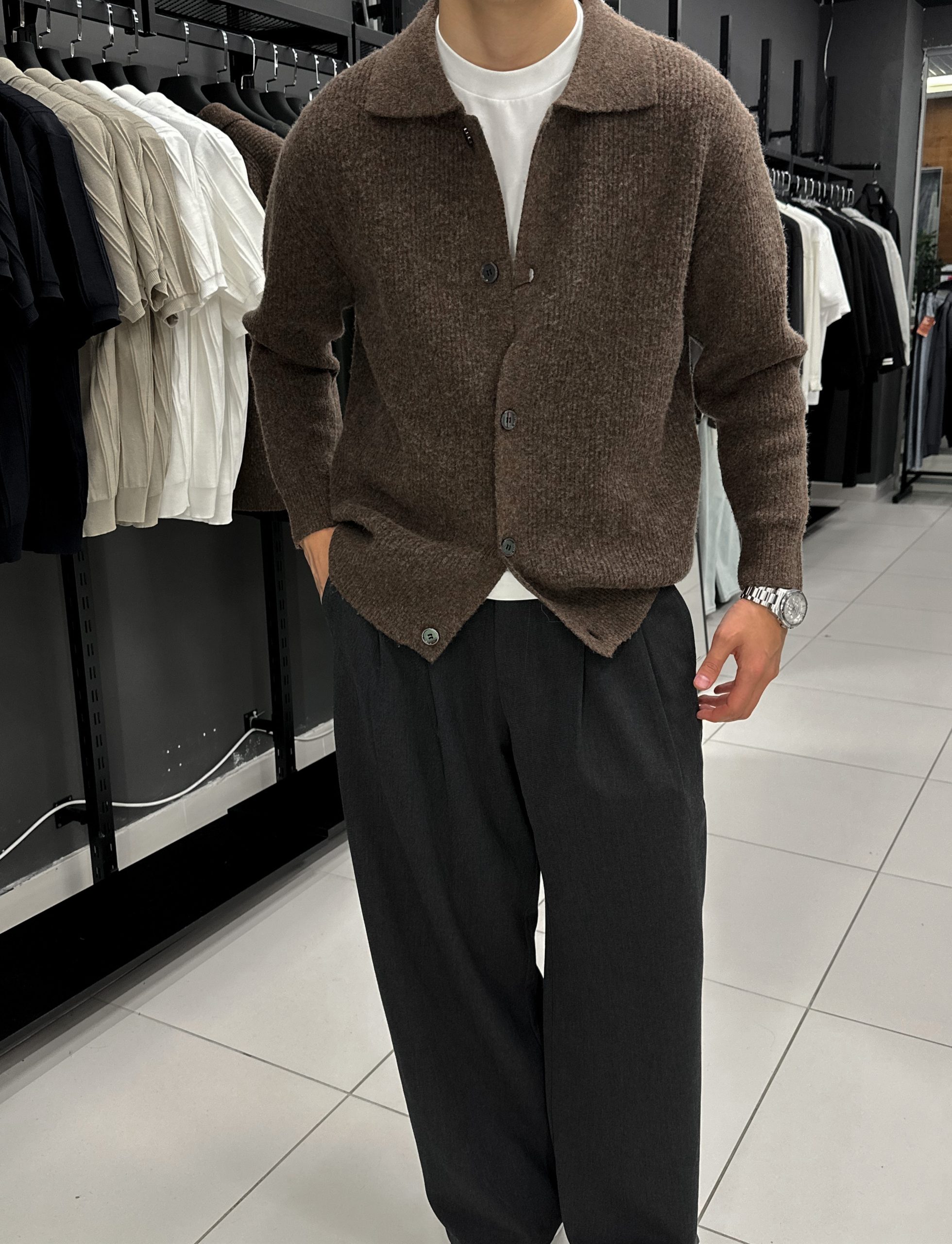 Кардиган на пуговице какао