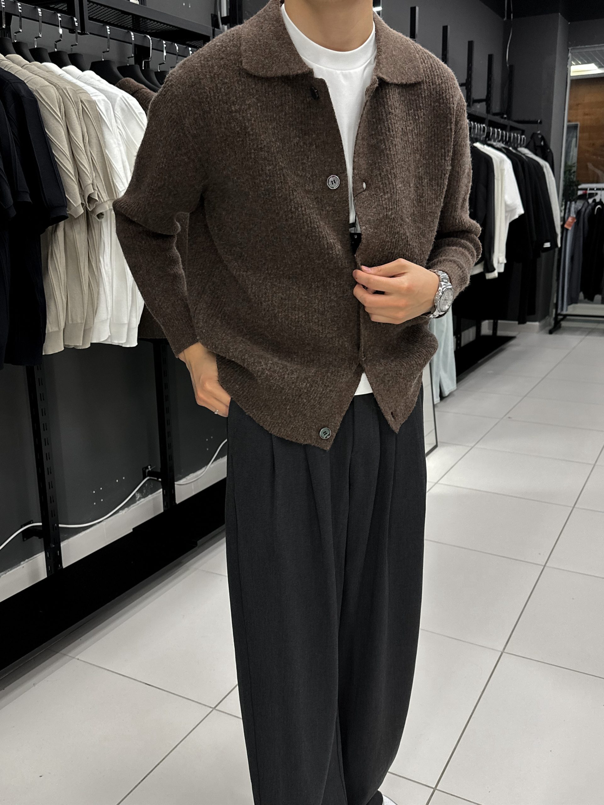 Кардиган на пуговице какао