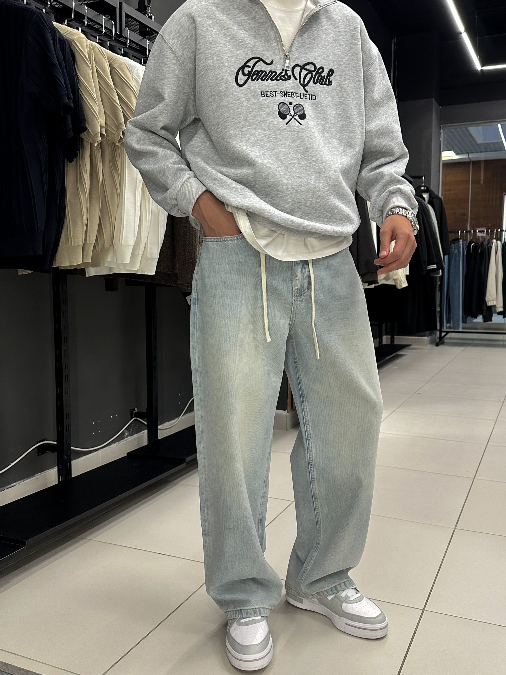 Джинсы багги 8972-701 голубые