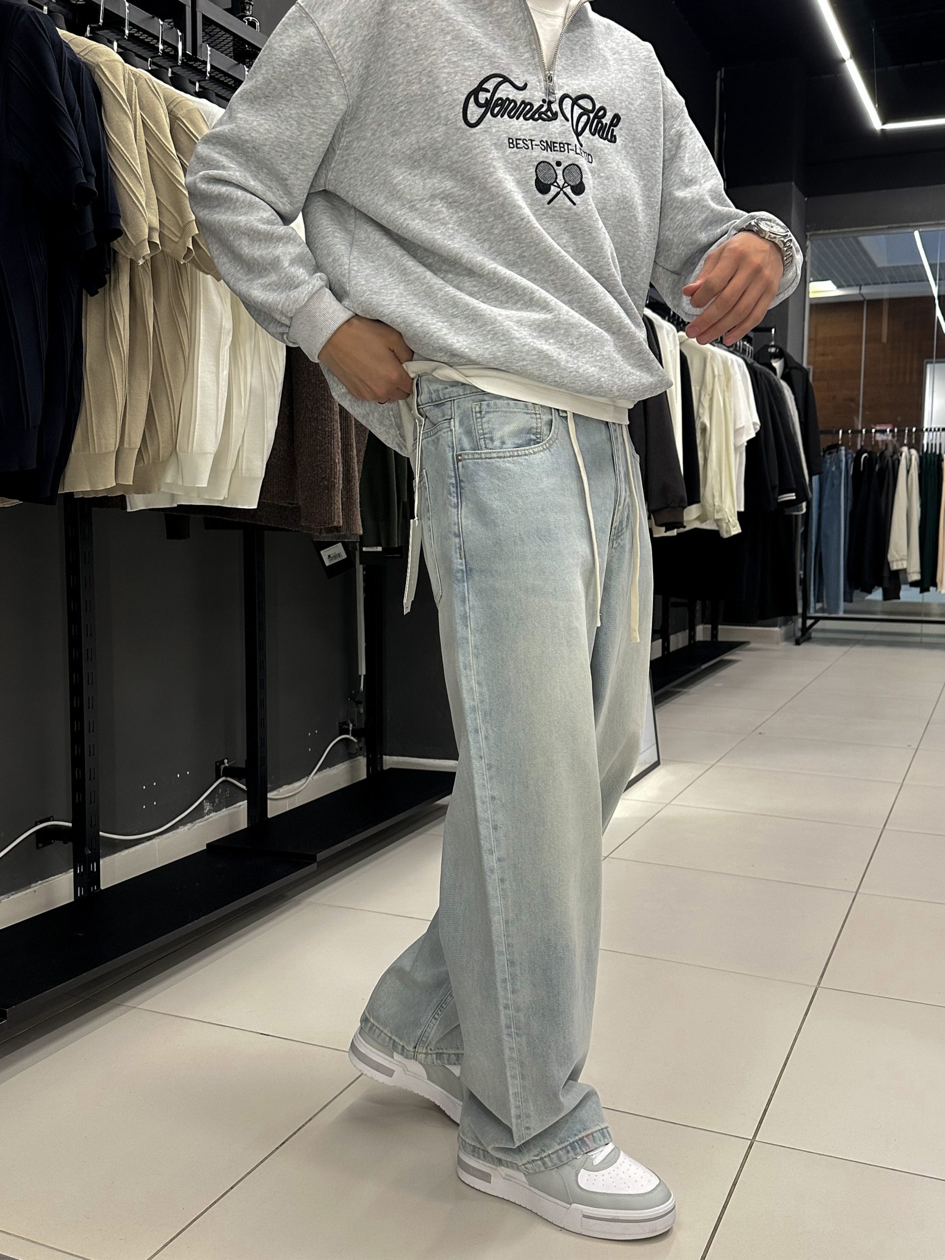 Джинсы багги 8972-701 голубые