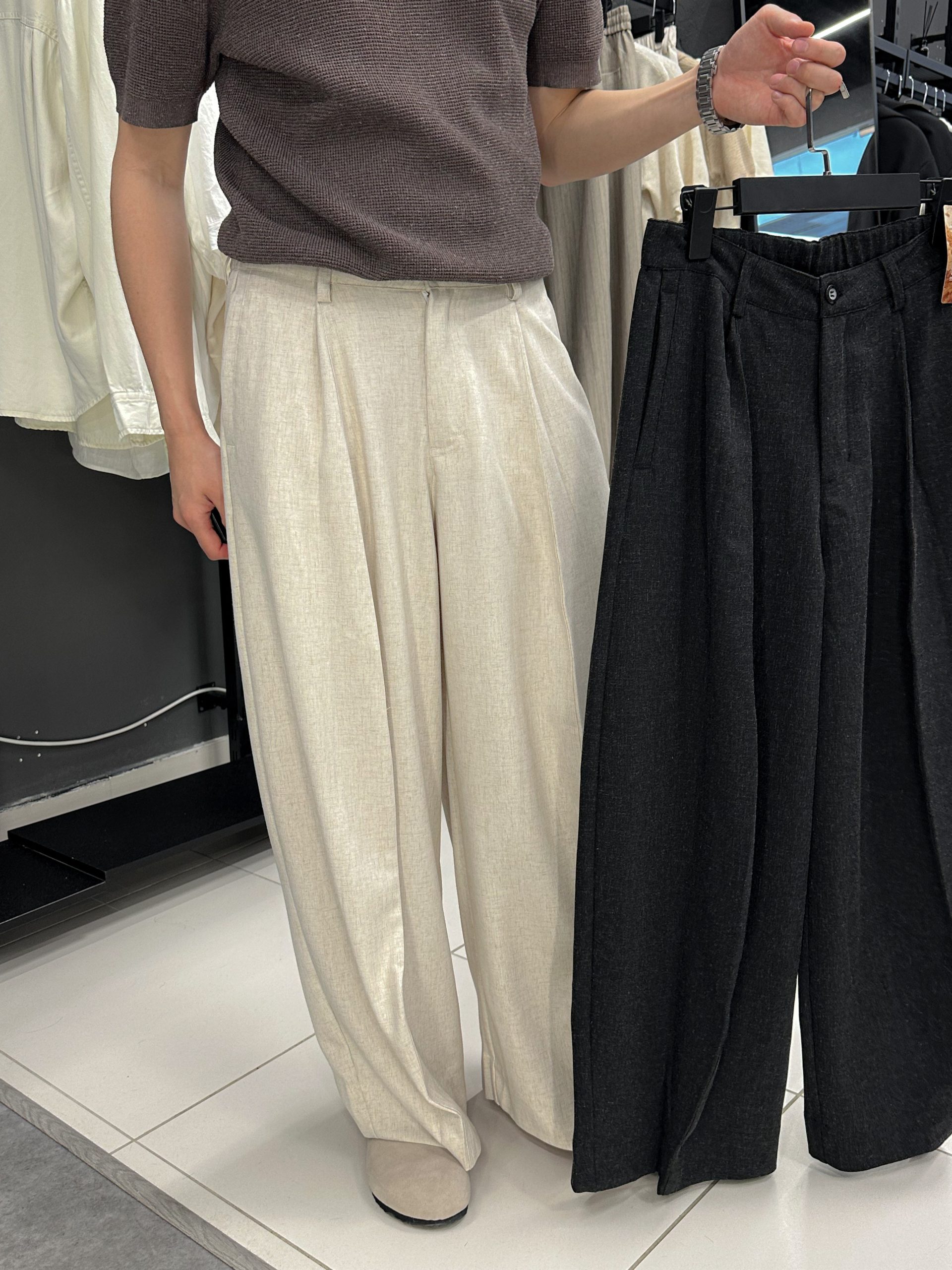 Брюки широкие бежевый 1302