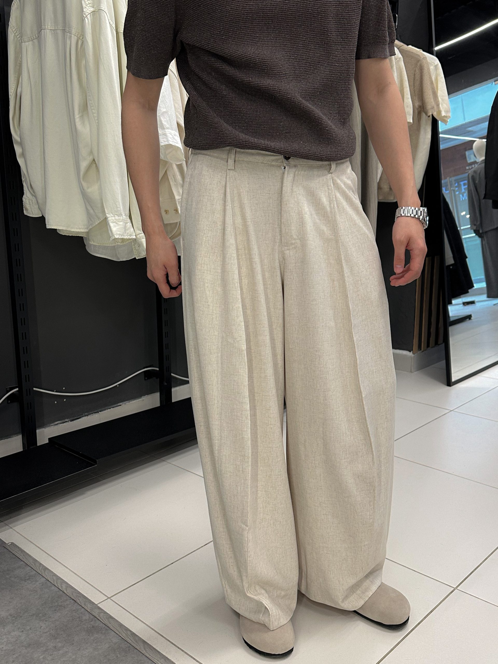 Брюки широкие бежевый 1302