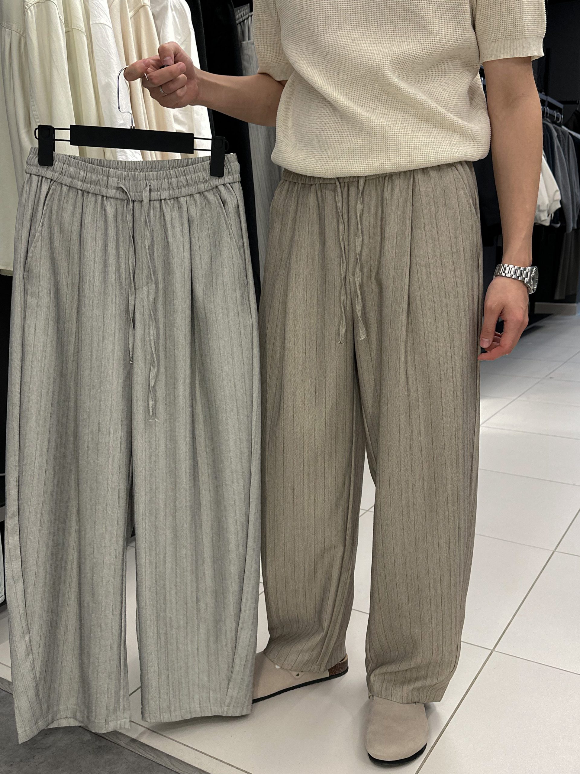 Брюки в полоску 1313 бежевый