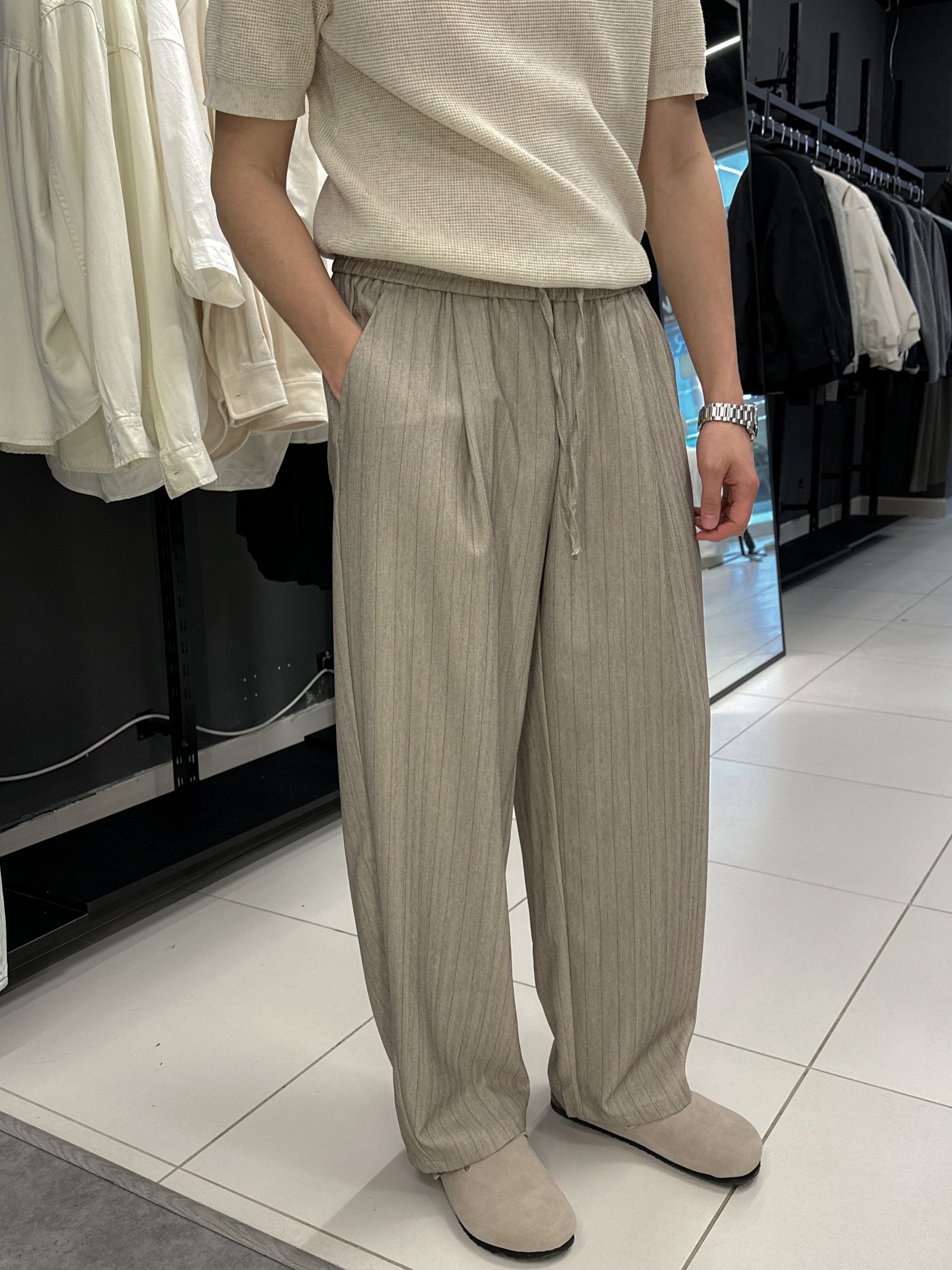 Брюки в полоску 1313 бежевый