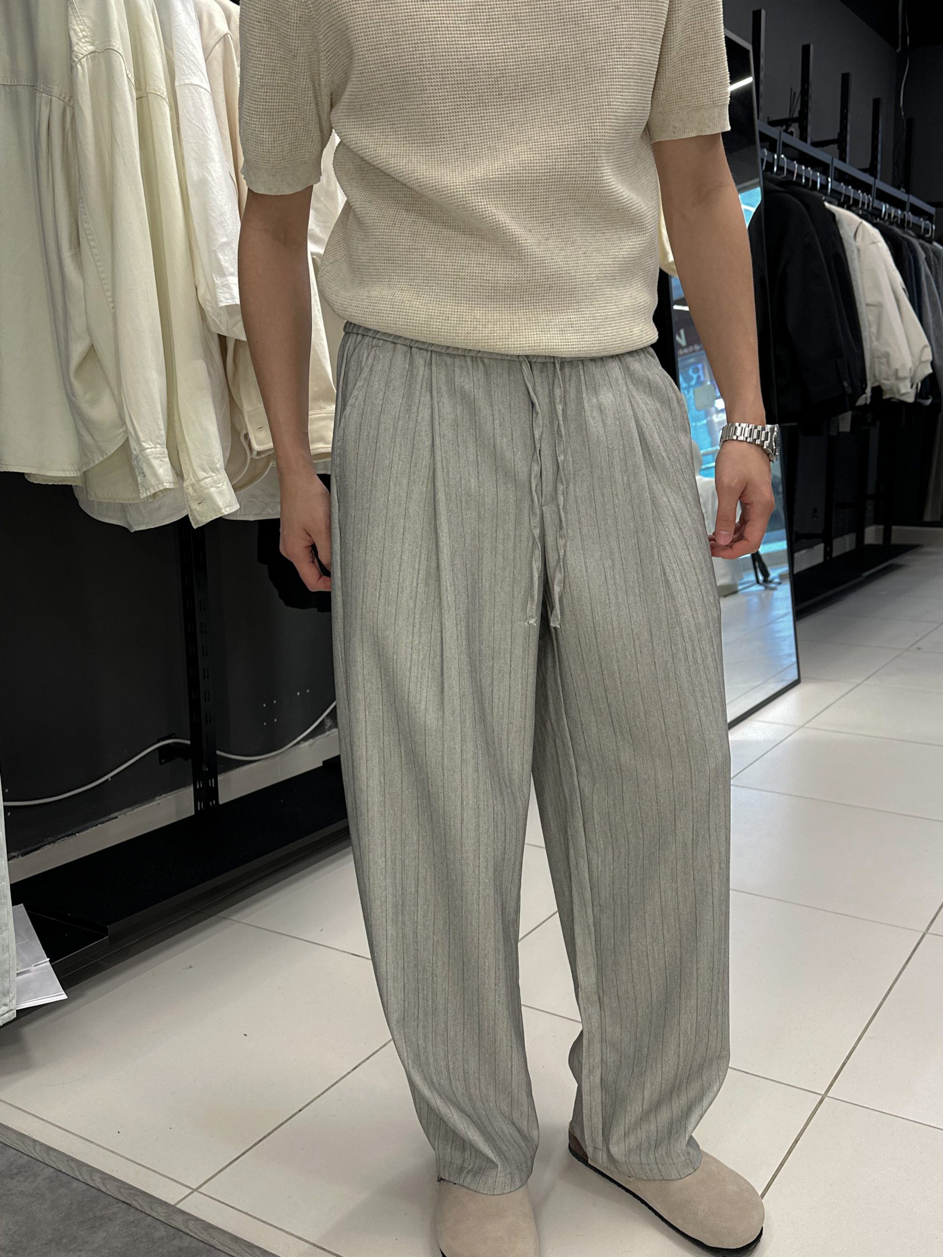 Брюки в полоску 1313 серый