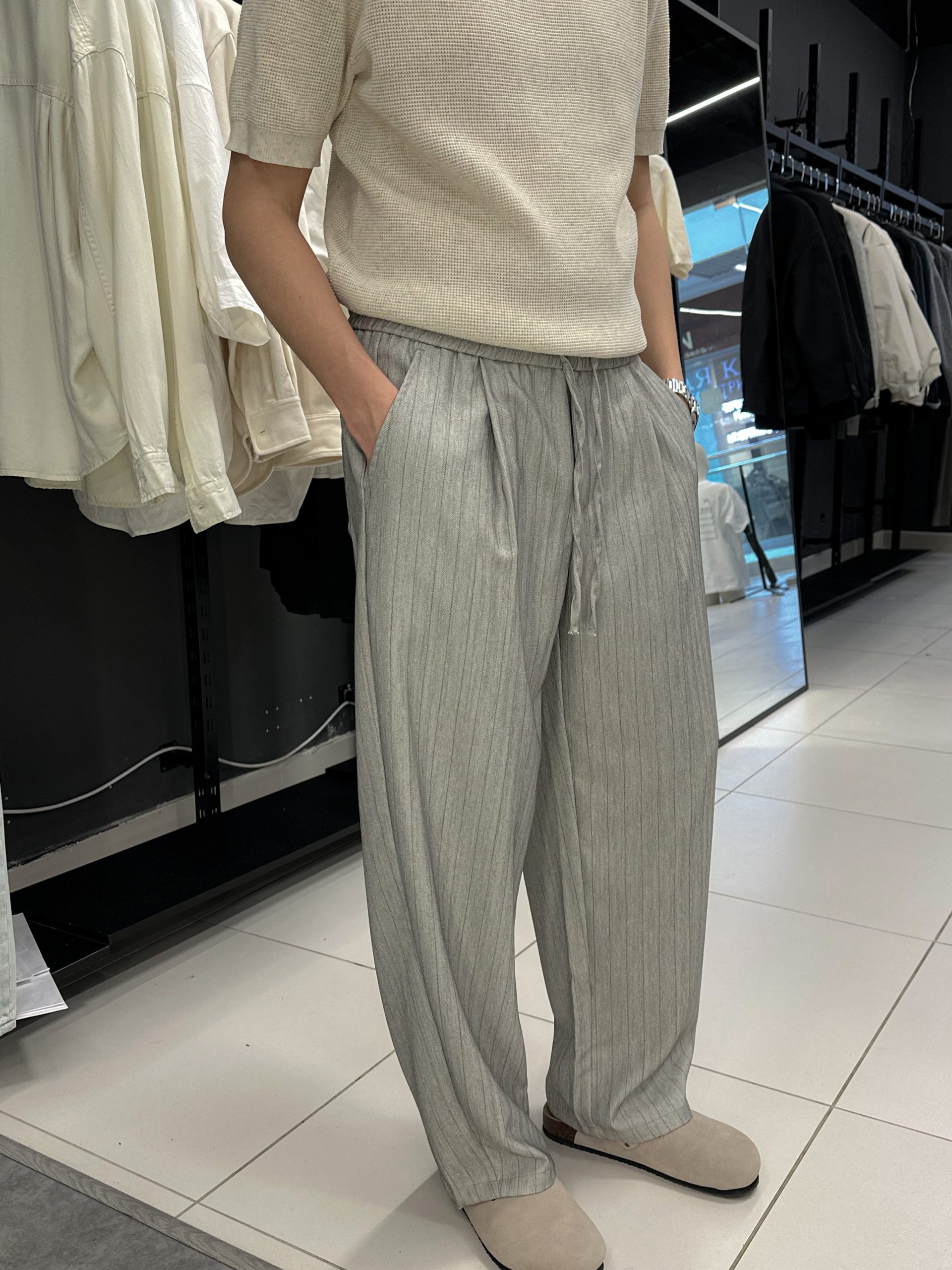 Брюки в полоску 1313 серый