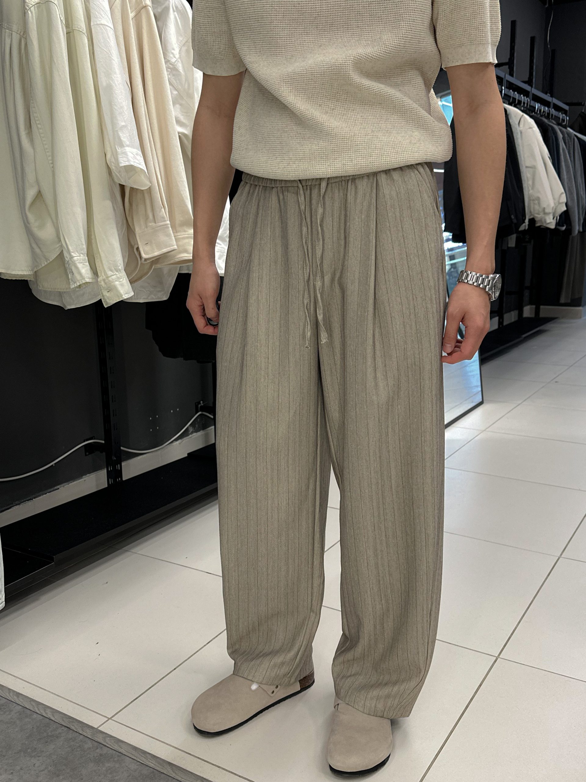 Брюки в полоску 1313 бежевый