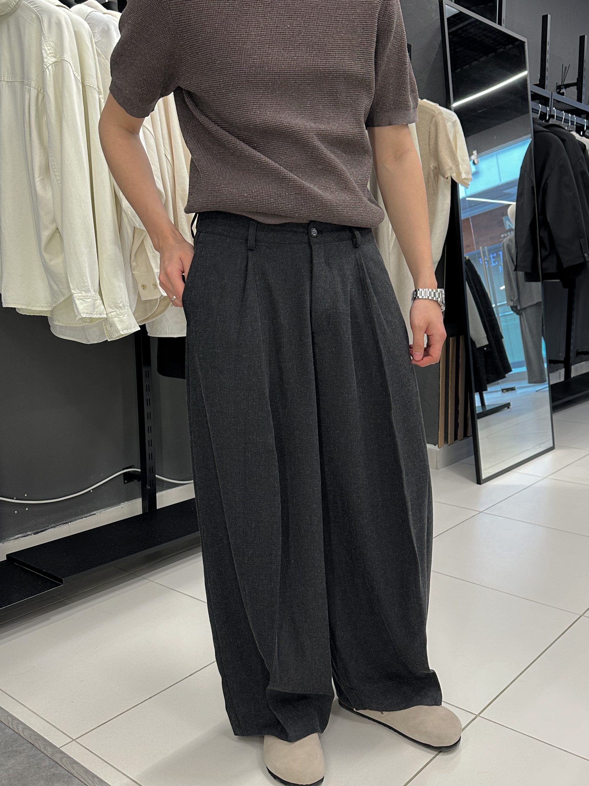 Брюки широкие графит 1302